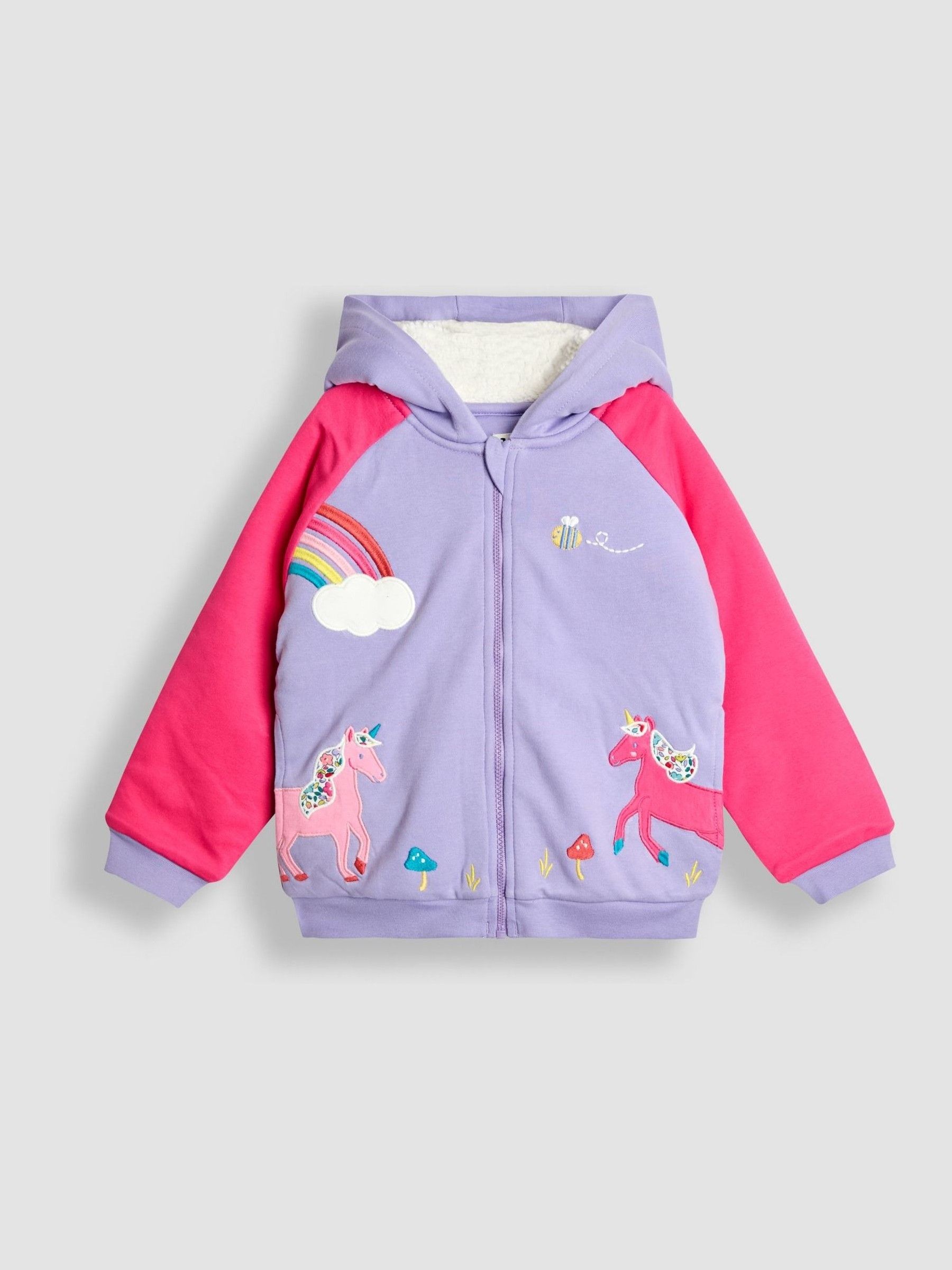 Purple Unicorn & Rainbow Appliqué Cosy Hoodie | JoJo Maman Bébé