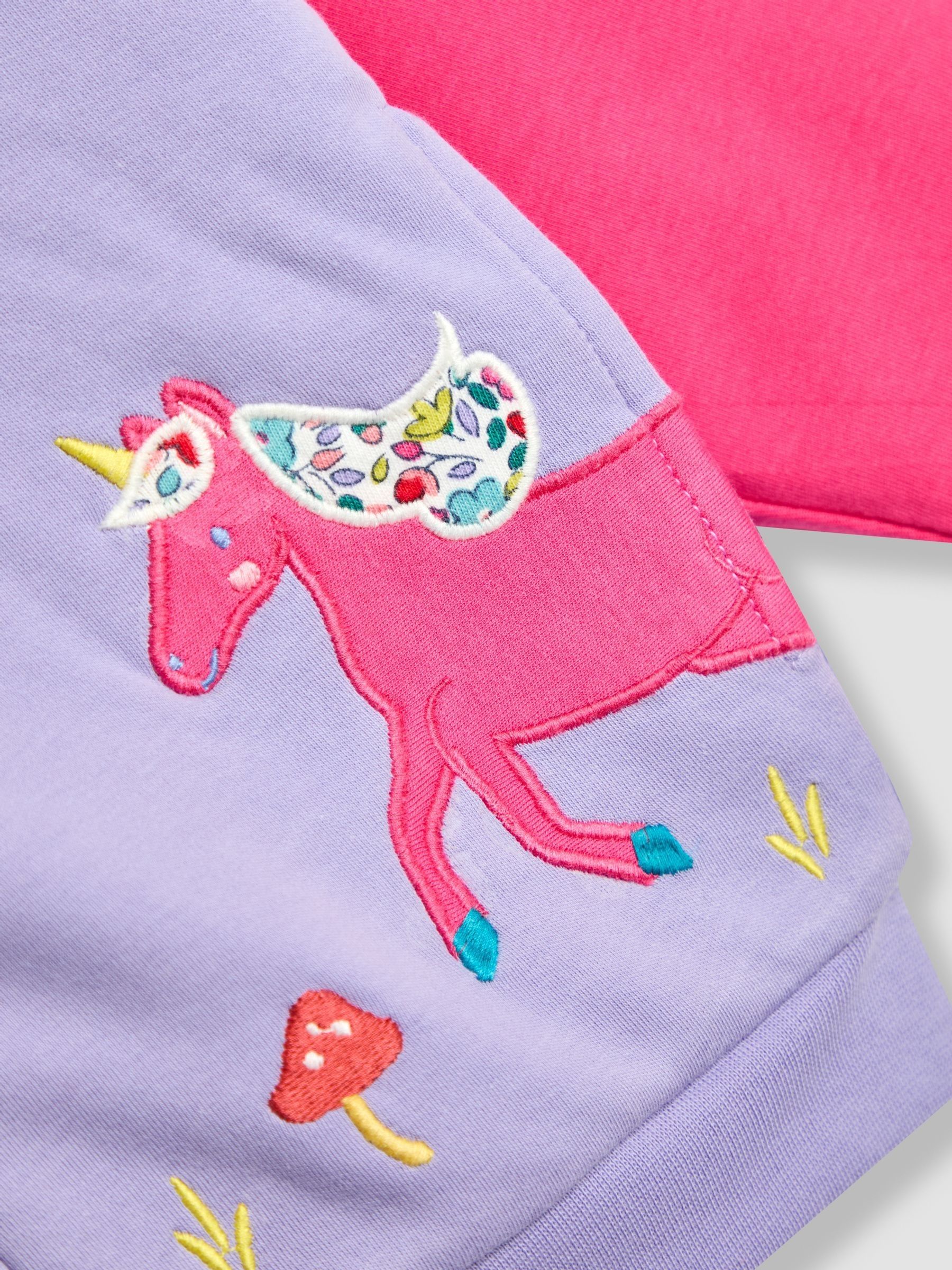Purple Unicorn & Rainbow Appliqué Cosy Hoodie - Image 4 of 5