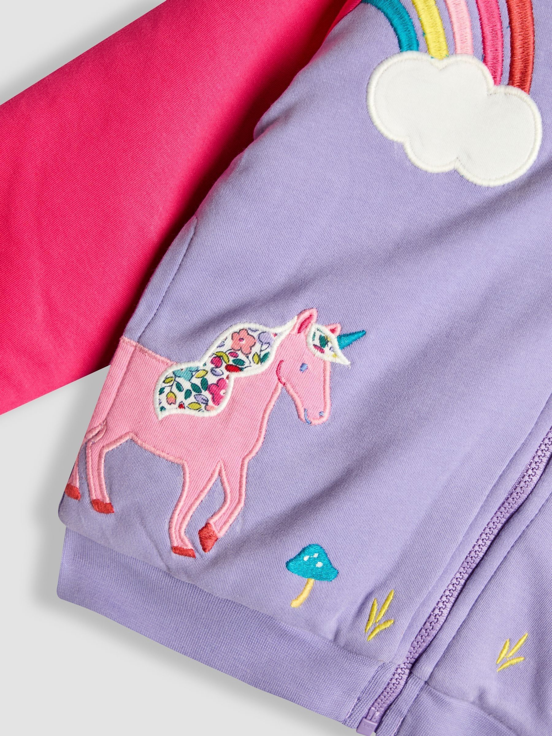 Purple Unicorn & Rainbow Appliqué Cosy Hoodie - Image 5 of 5