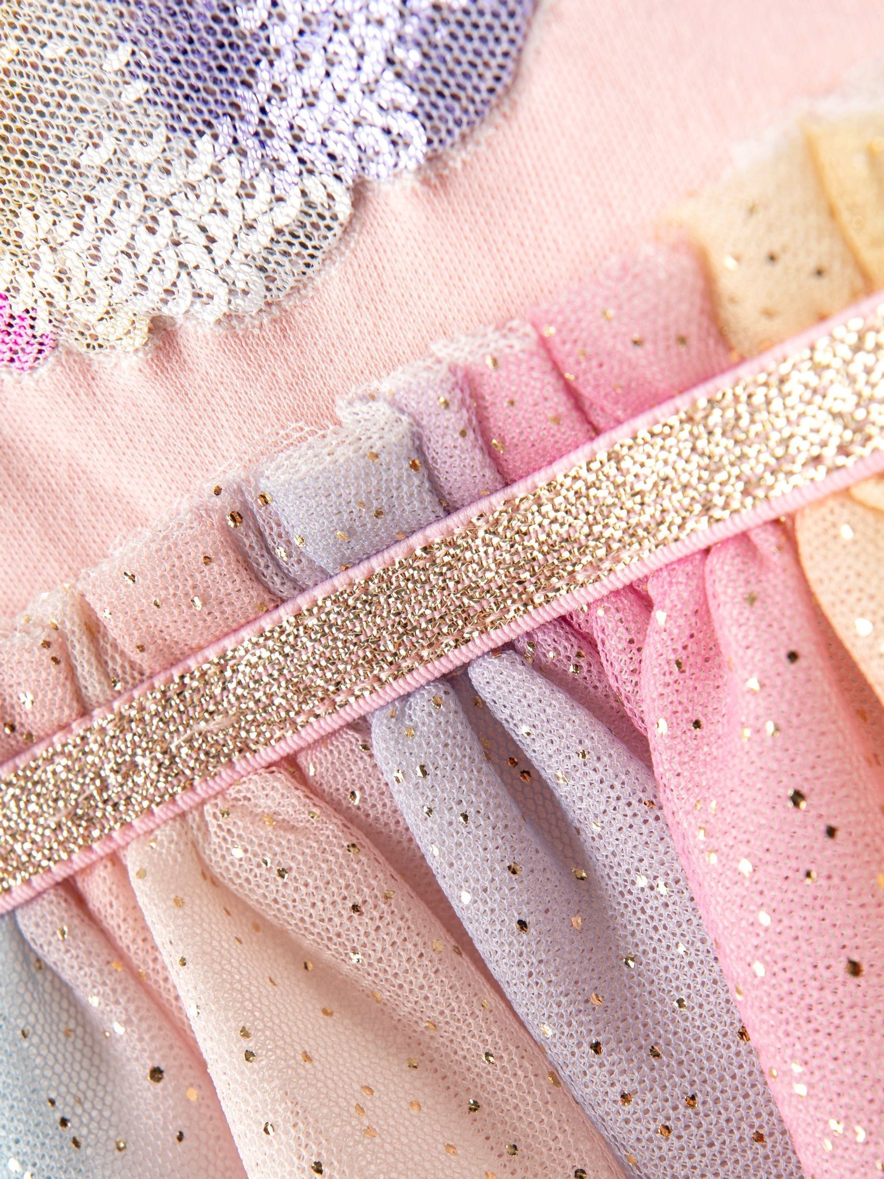 Purple Unicorn Appliqué Tulle Party Dress - Image 4 of 5