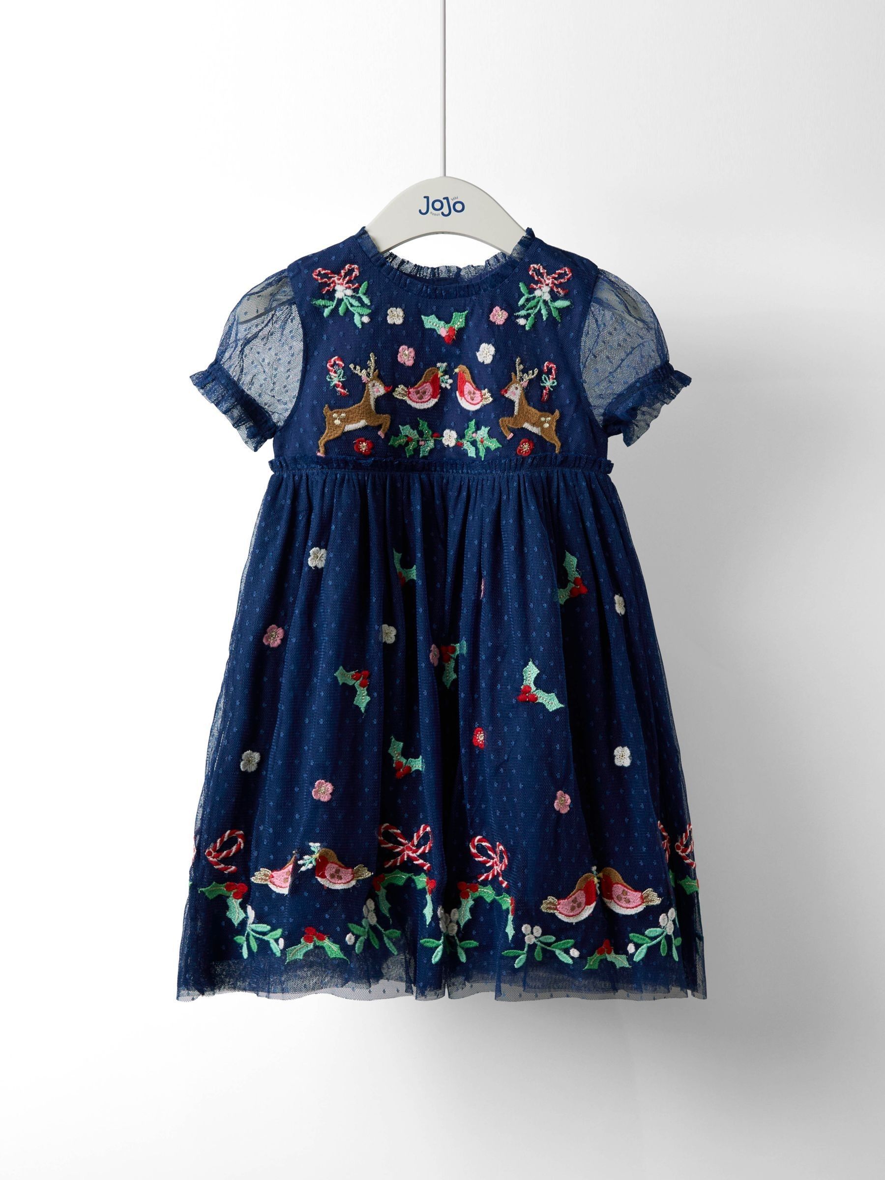 Navy Blue Festive Friends Tulle Party Dress | JoJo Maman Bb USA