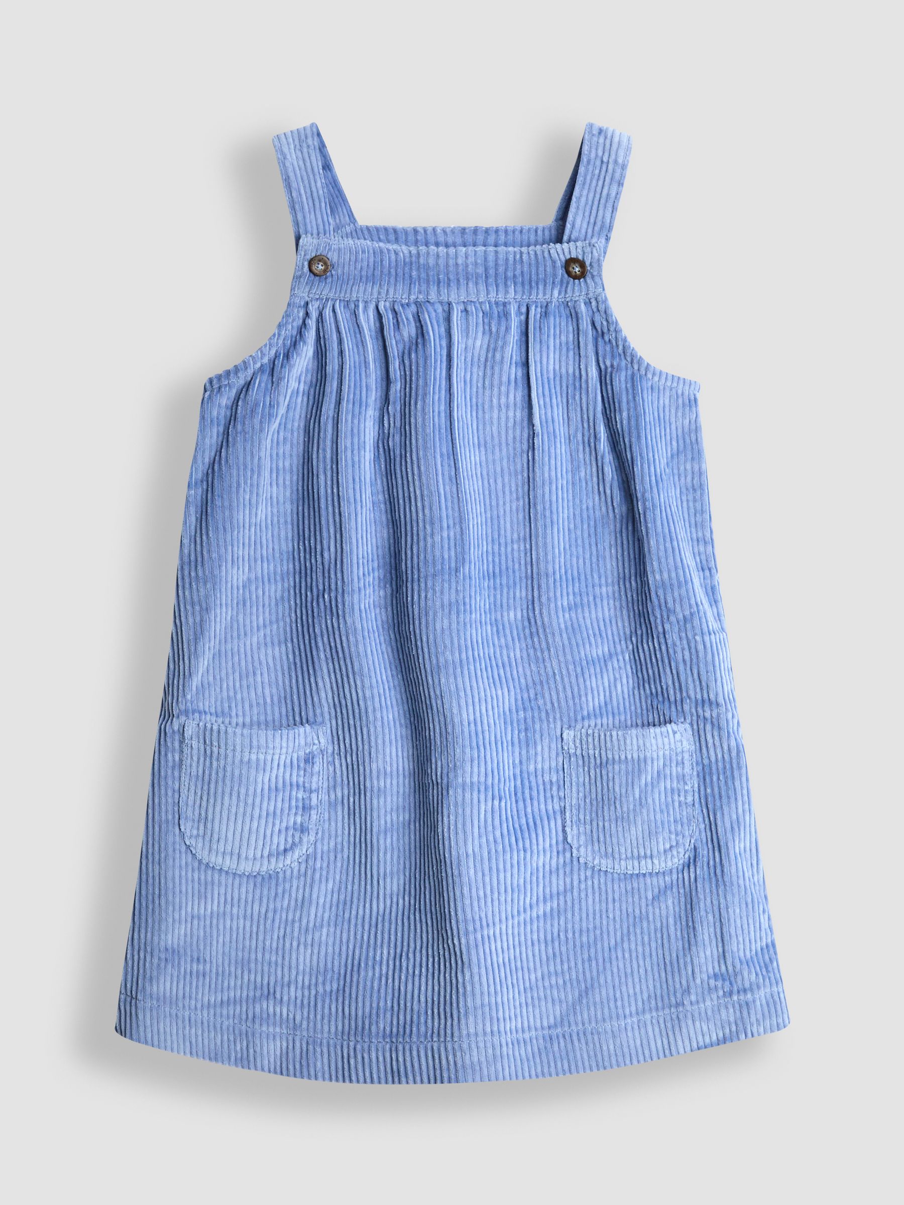 Denim Blue Cord Pinafore Dress & Pretty Collar Top Set | JoJo