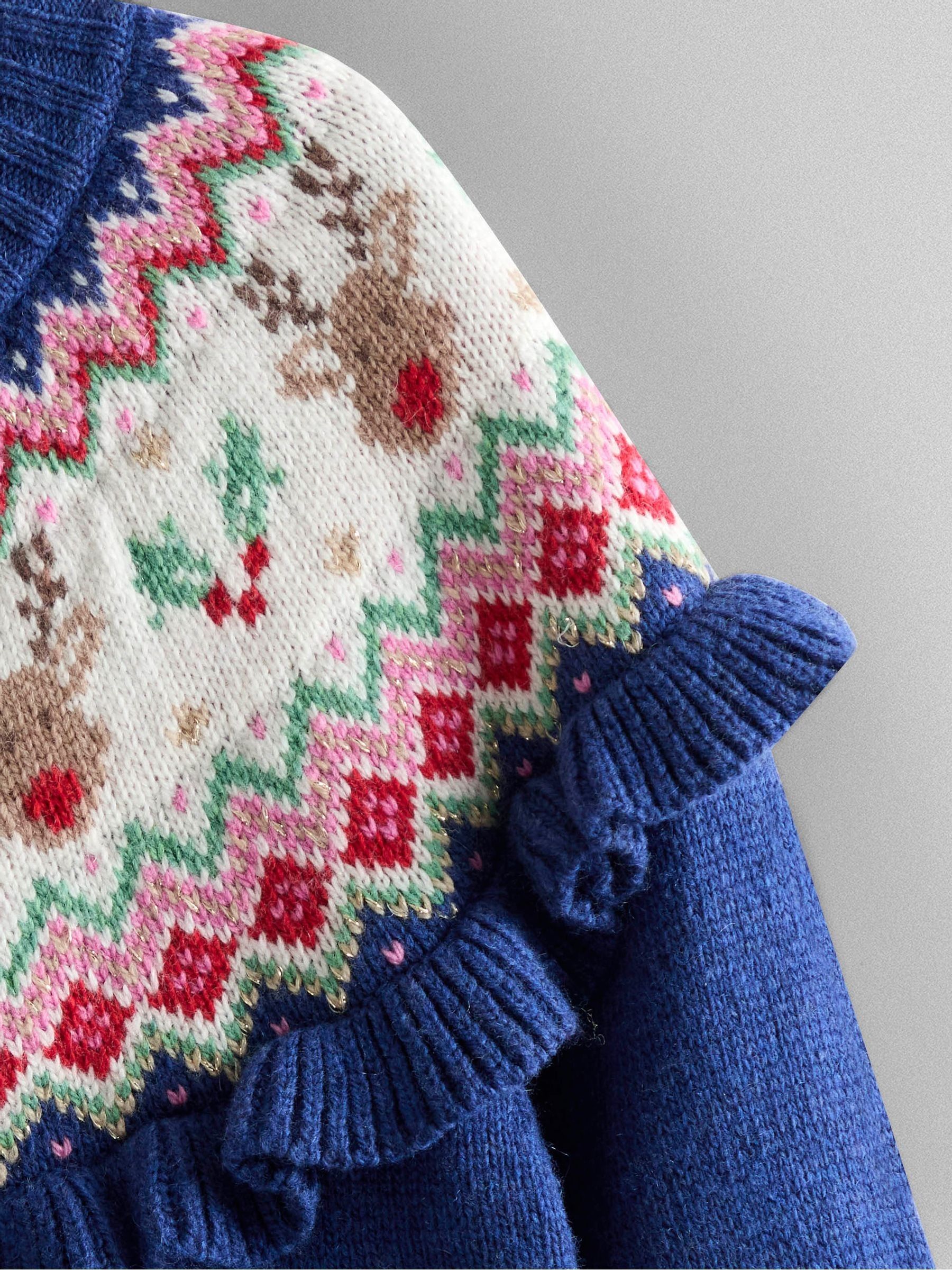 Reindeer Christmas Frill Yoke Fairisle Cardigan - Image 3 of 3