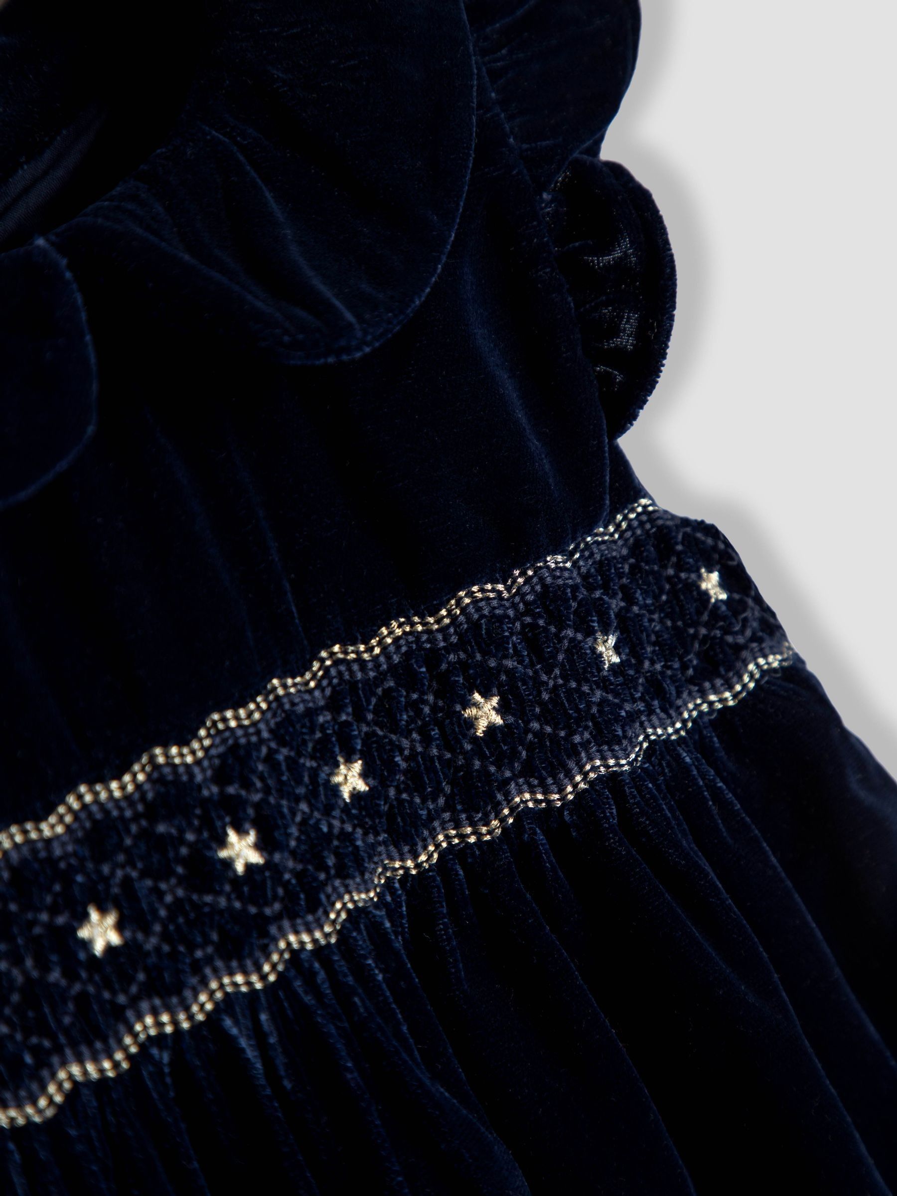 Navy Blue Velvet Baby Dress & Body Set - Image 3 of 6