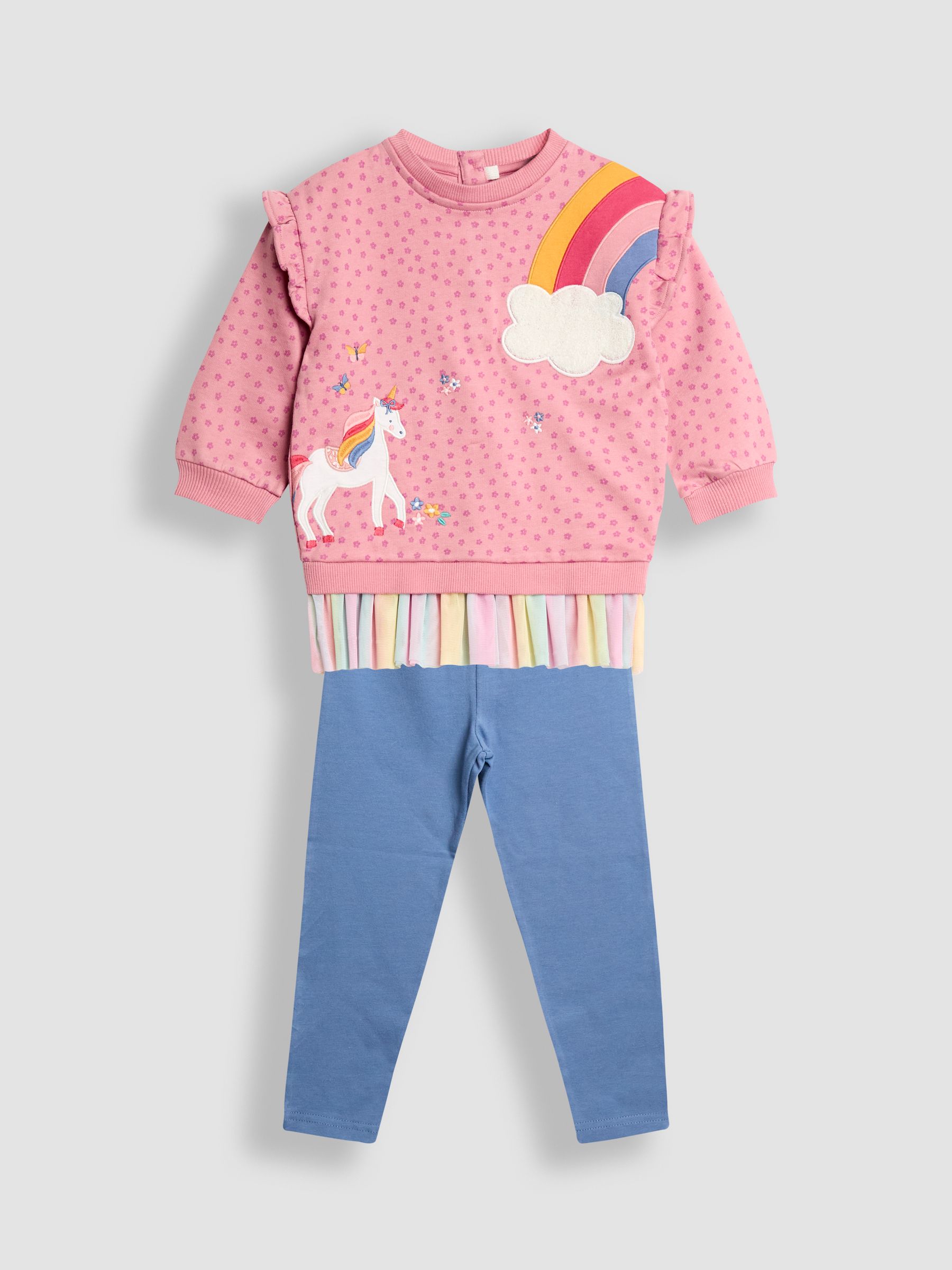 Dark Pink Appliqué Tulle Sweatshirt & Legging Set - Image 1 of 7