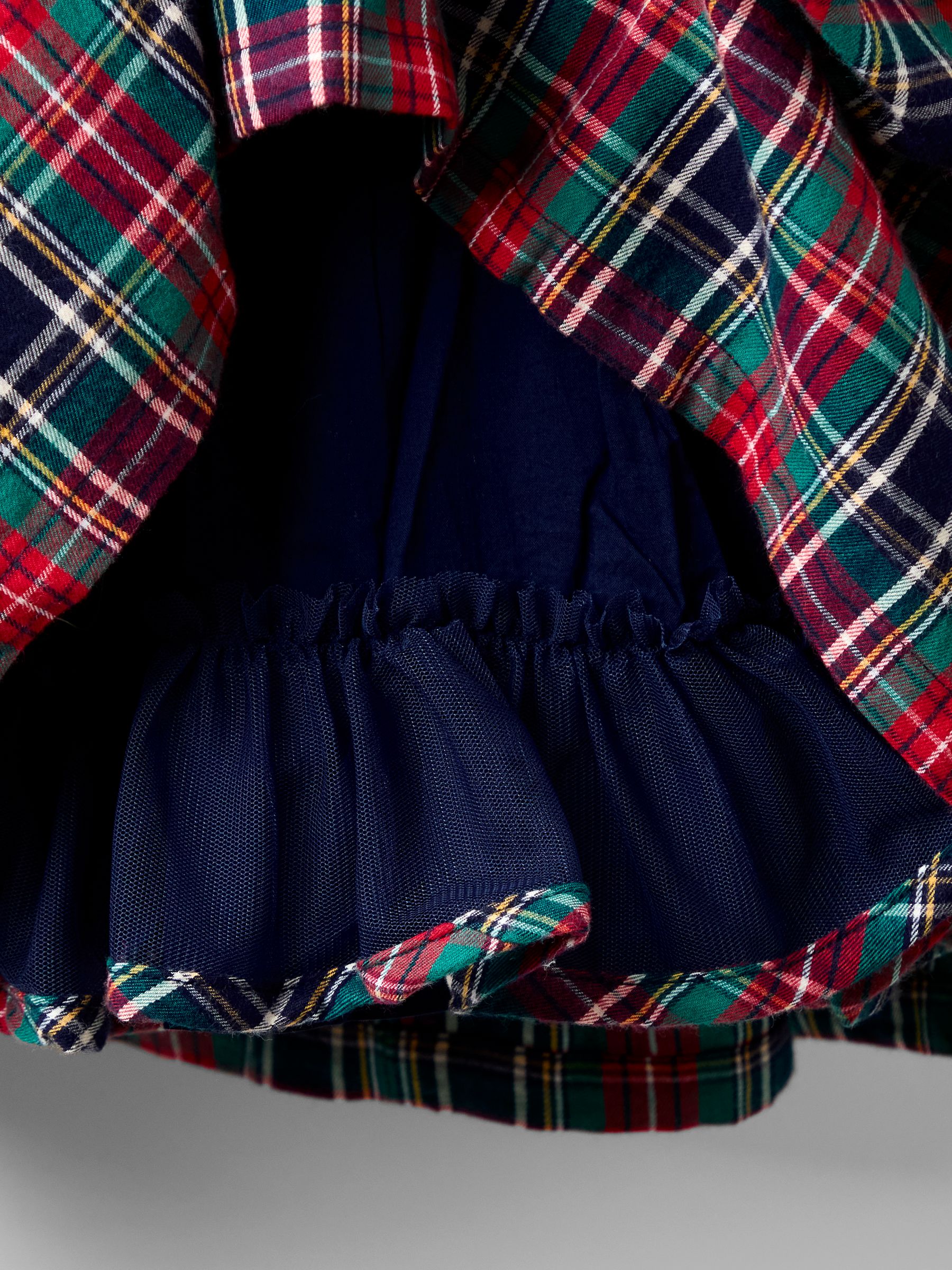 Navy Smocked Frill Tartan Party Dress - Image 4 of 4