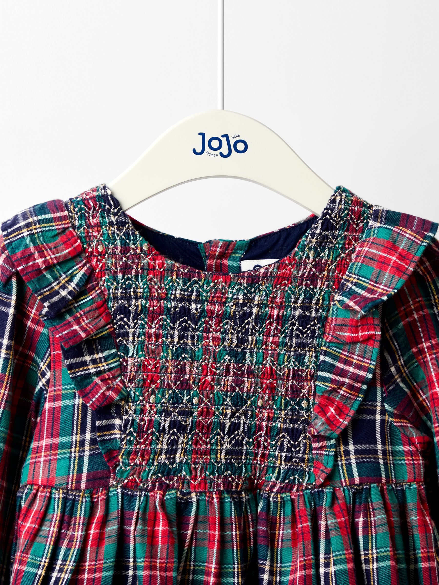 Navy Smocked Frill Tartan Party Dress - Image 6 of 7