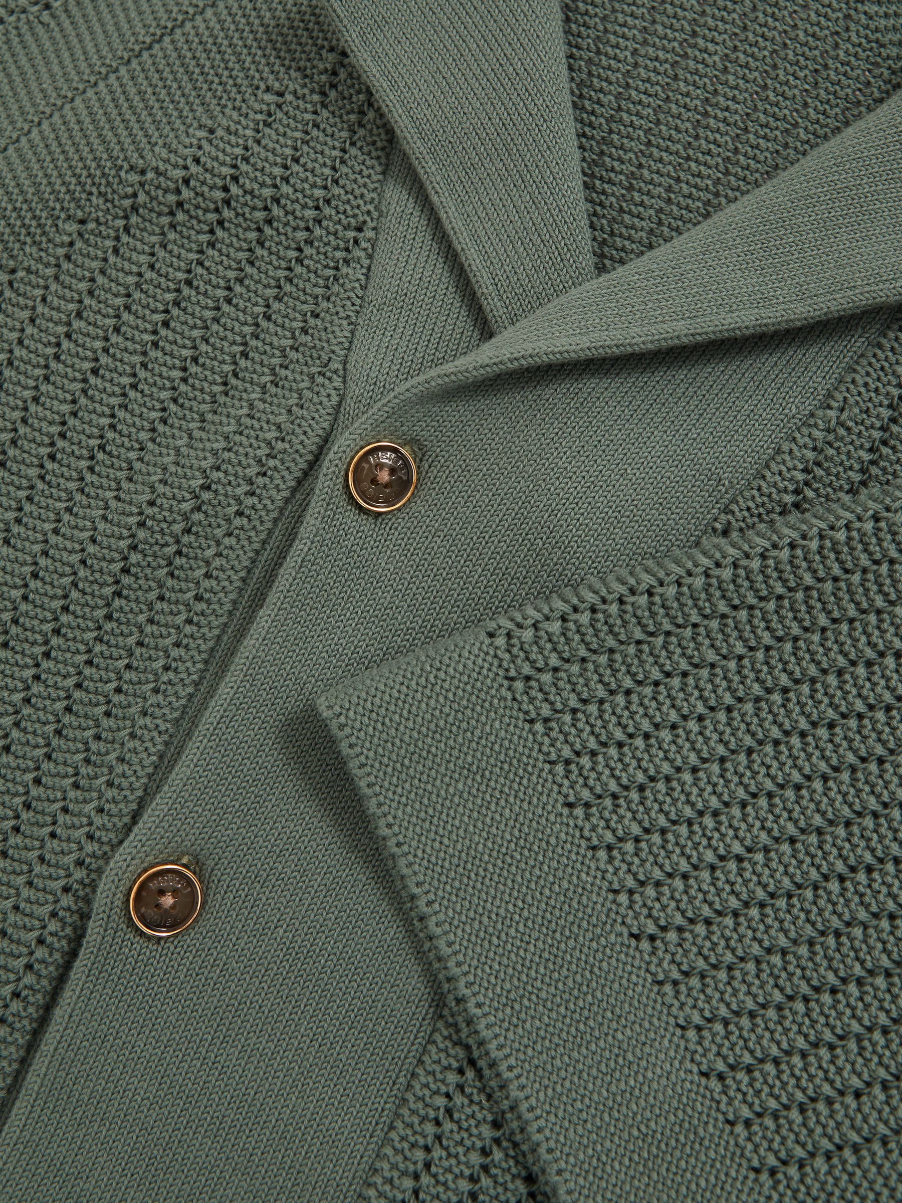 Cotton Textured-Knit Cuban-Collar Shirt in Pine Green - Image 5 of 5