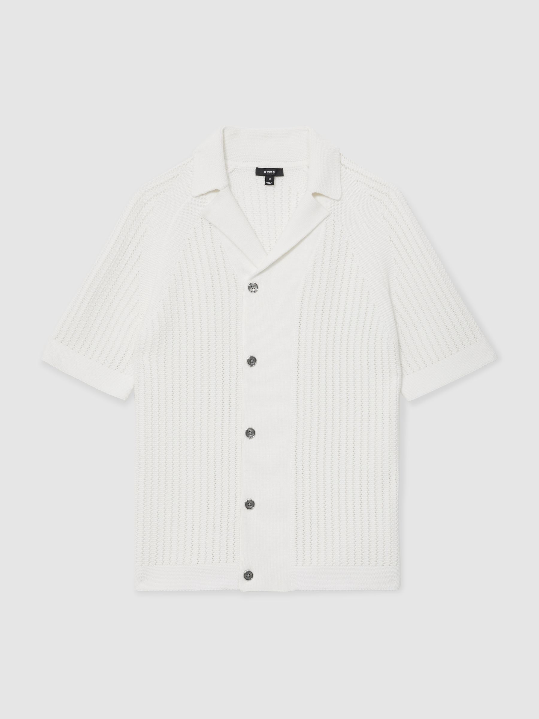 Cotton Textured-Knit Cuban-Collar Shirt in White - Image 2 of 6