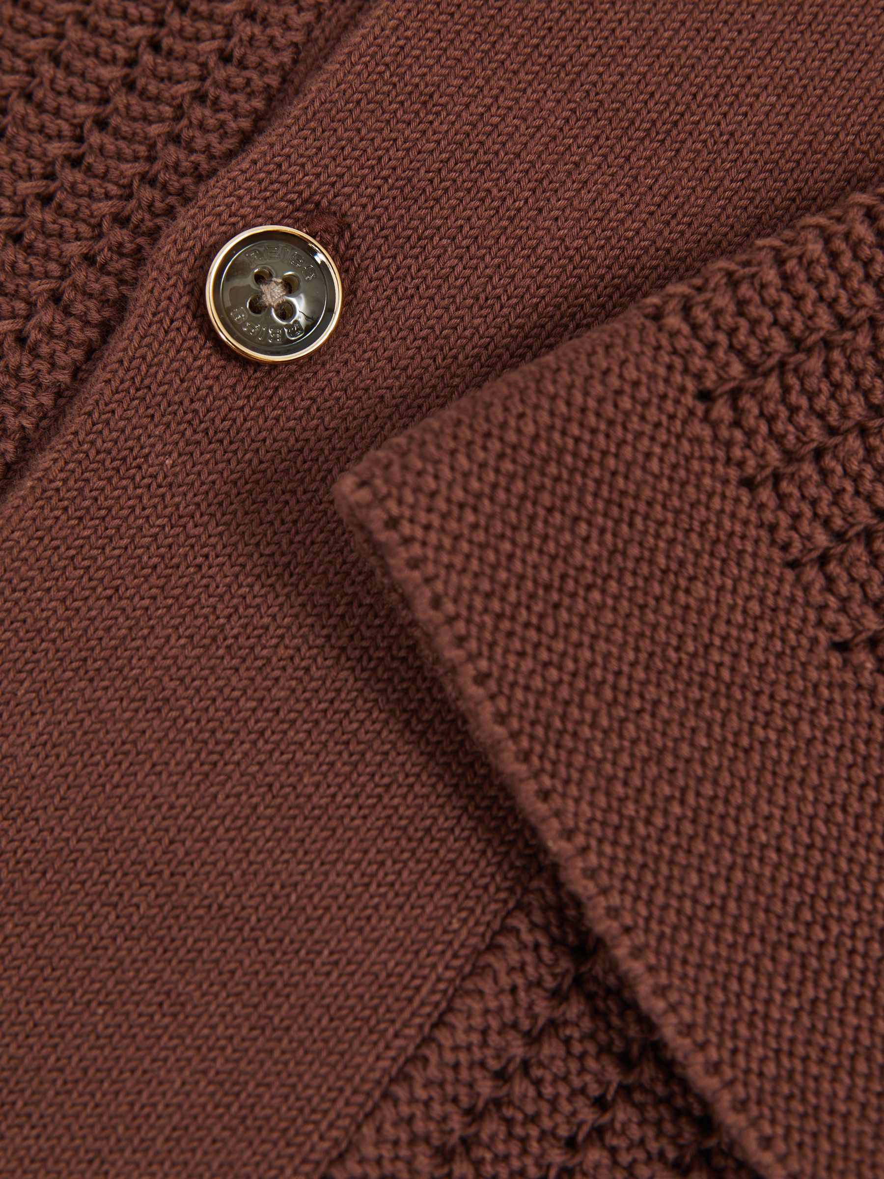Cotton Textured-Knit Cuban-Collar Shirt in Tobacco Brown - Image 6 of 6