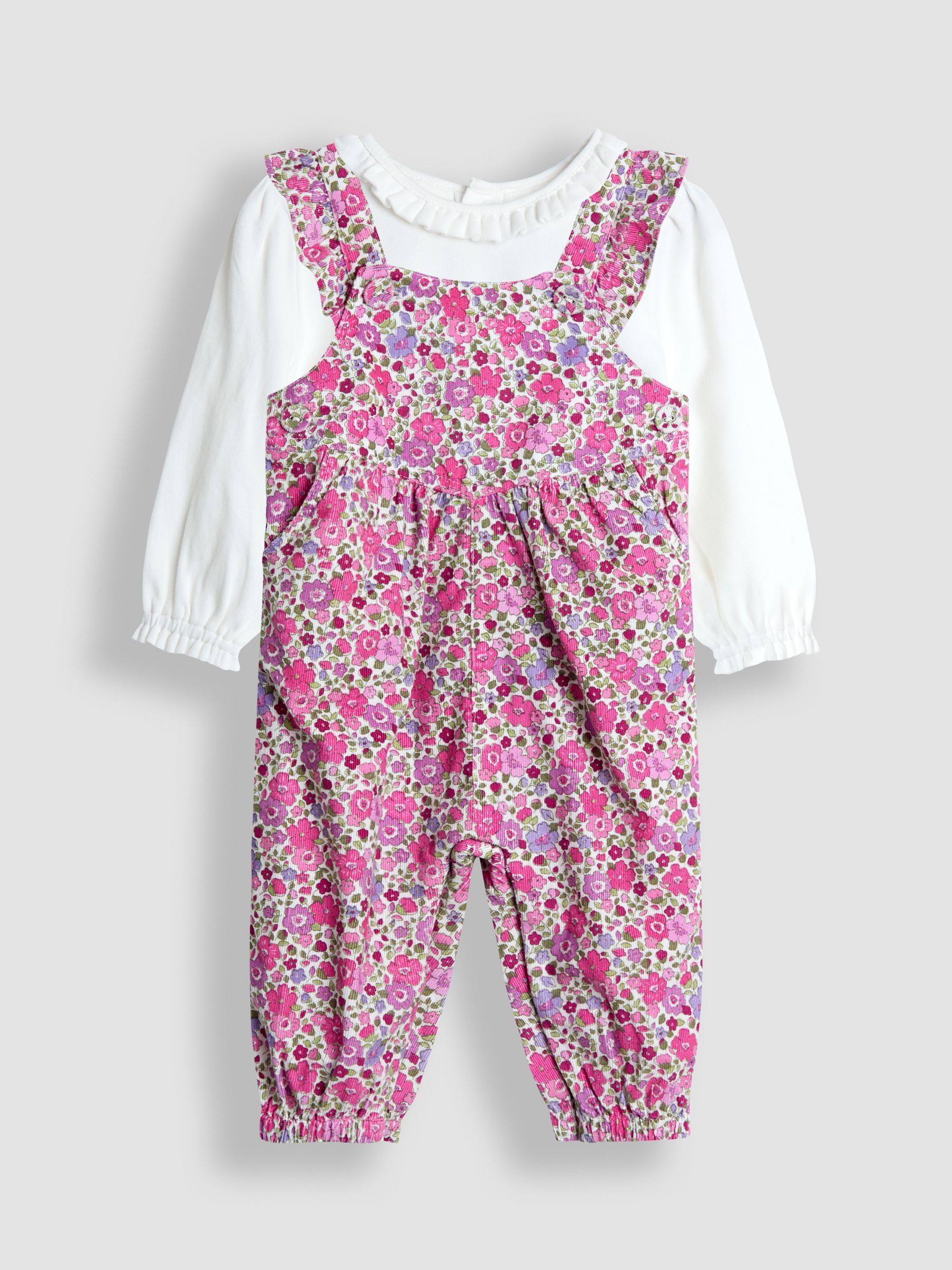 Purple Floral Cord Dungarees & Top Set - Image 1 of 6