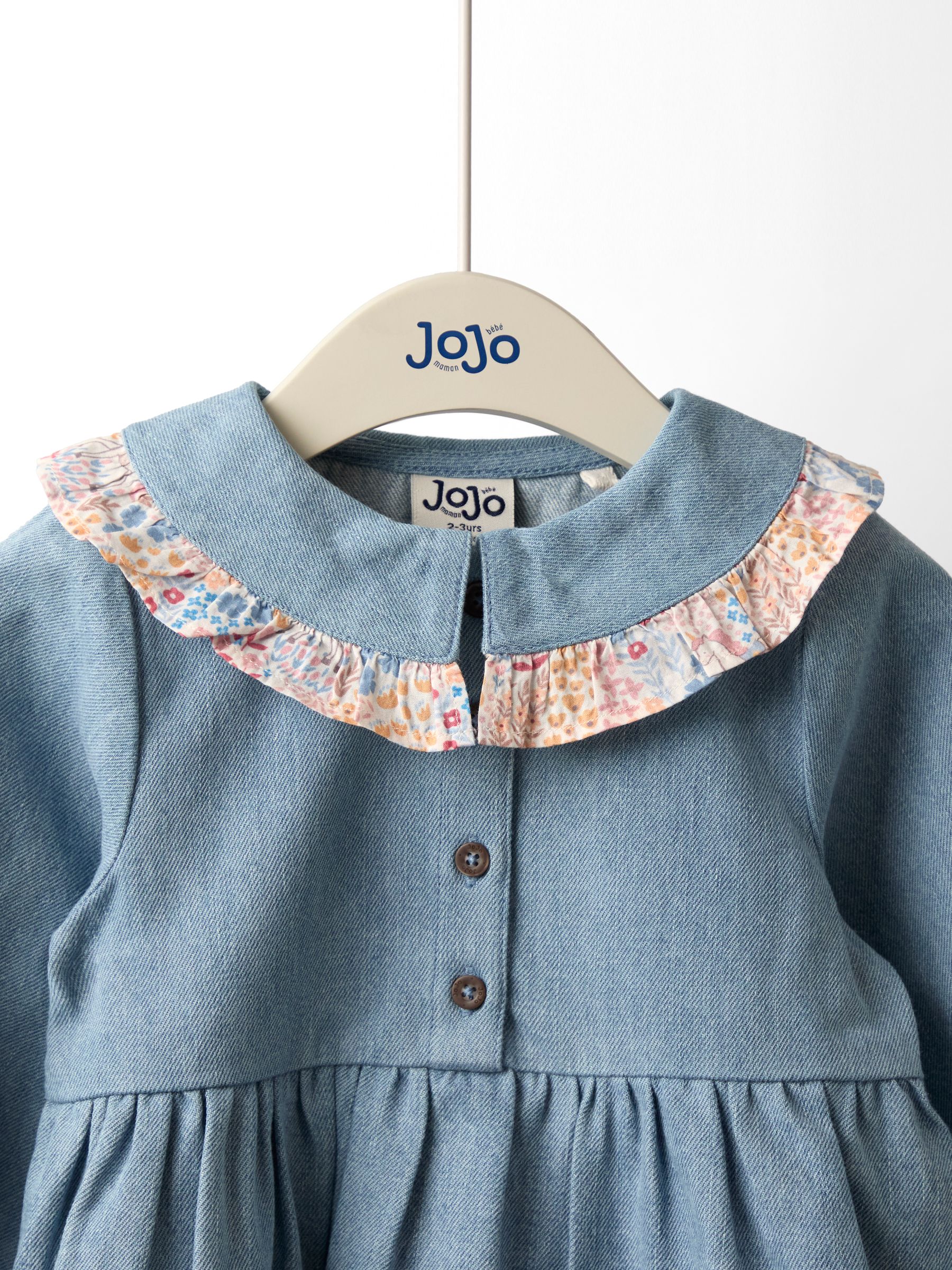 Blue Appliqué Frill Collar Denim Dress - Image 3 of 4