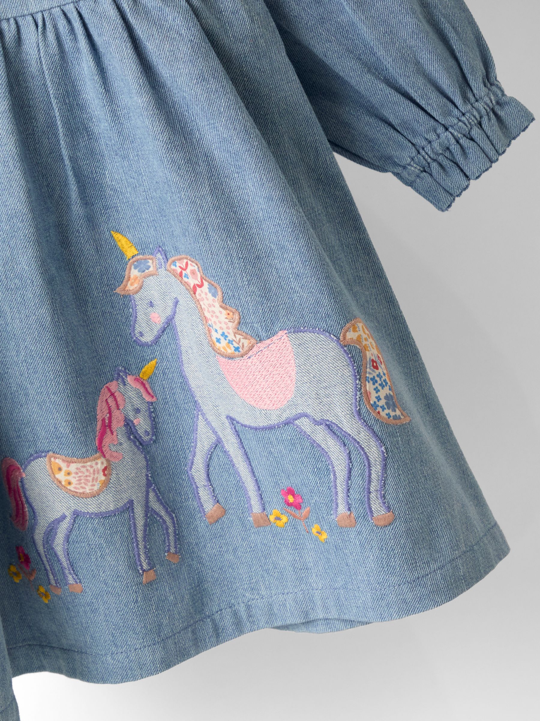 Blue Appliqué Frill Collar Denim Dress - Image 4 of 4