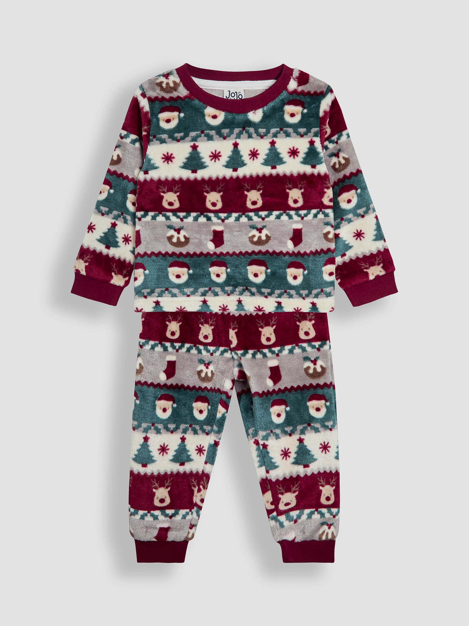 Red Christmas Reindeer Character Cosy Jersey Pyjamas - Image 1 of 5