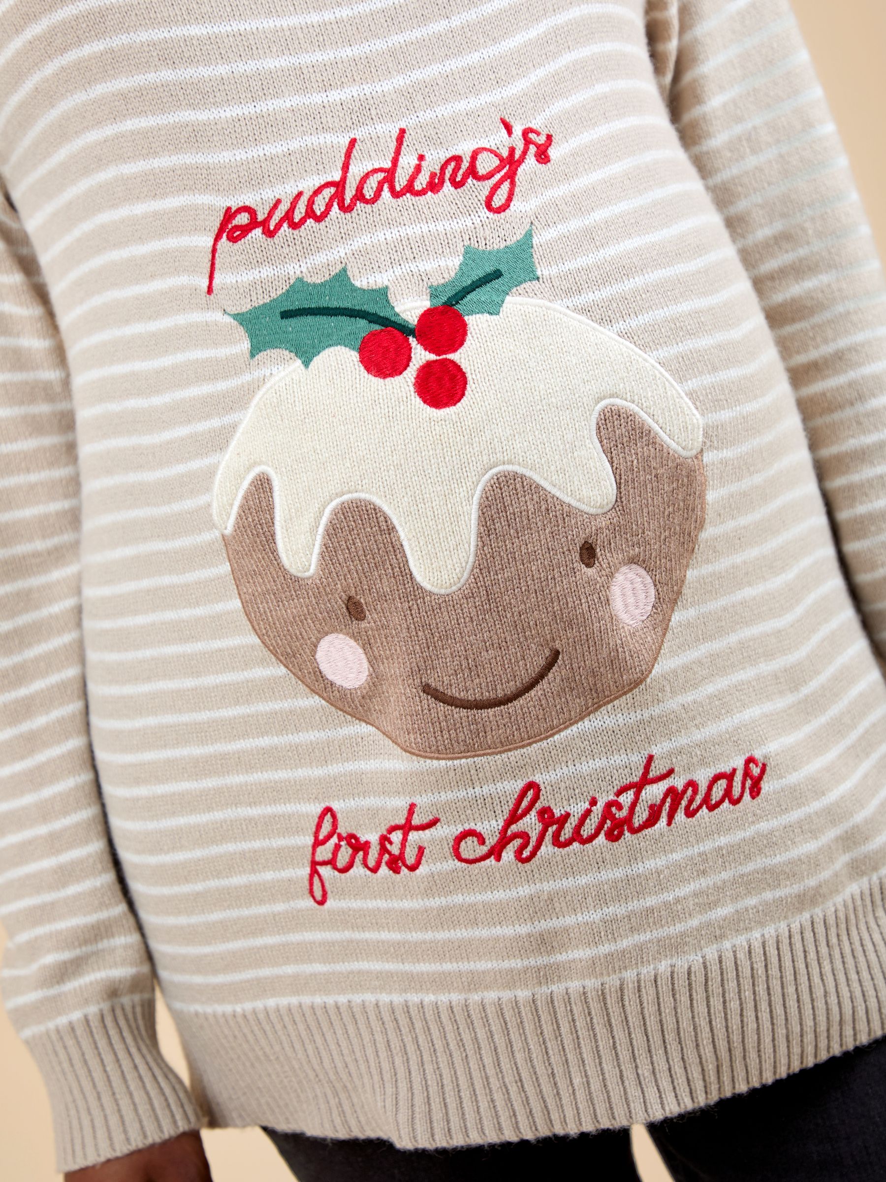 Grey Maternity Christmas Pudding Jumper