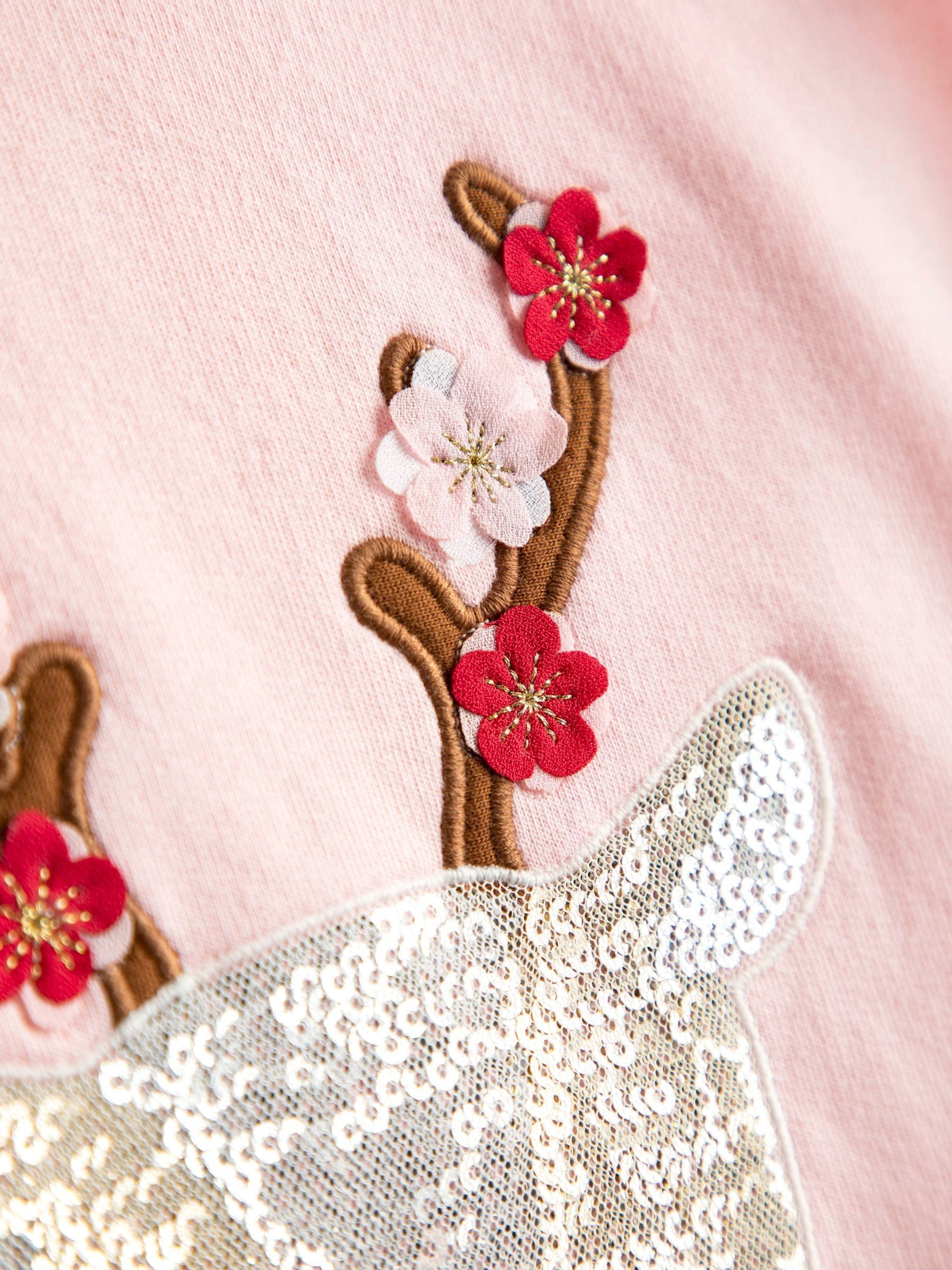 Pink Reindeer Sequin Sweatshirt & Leggings Set - Image 4 of 8