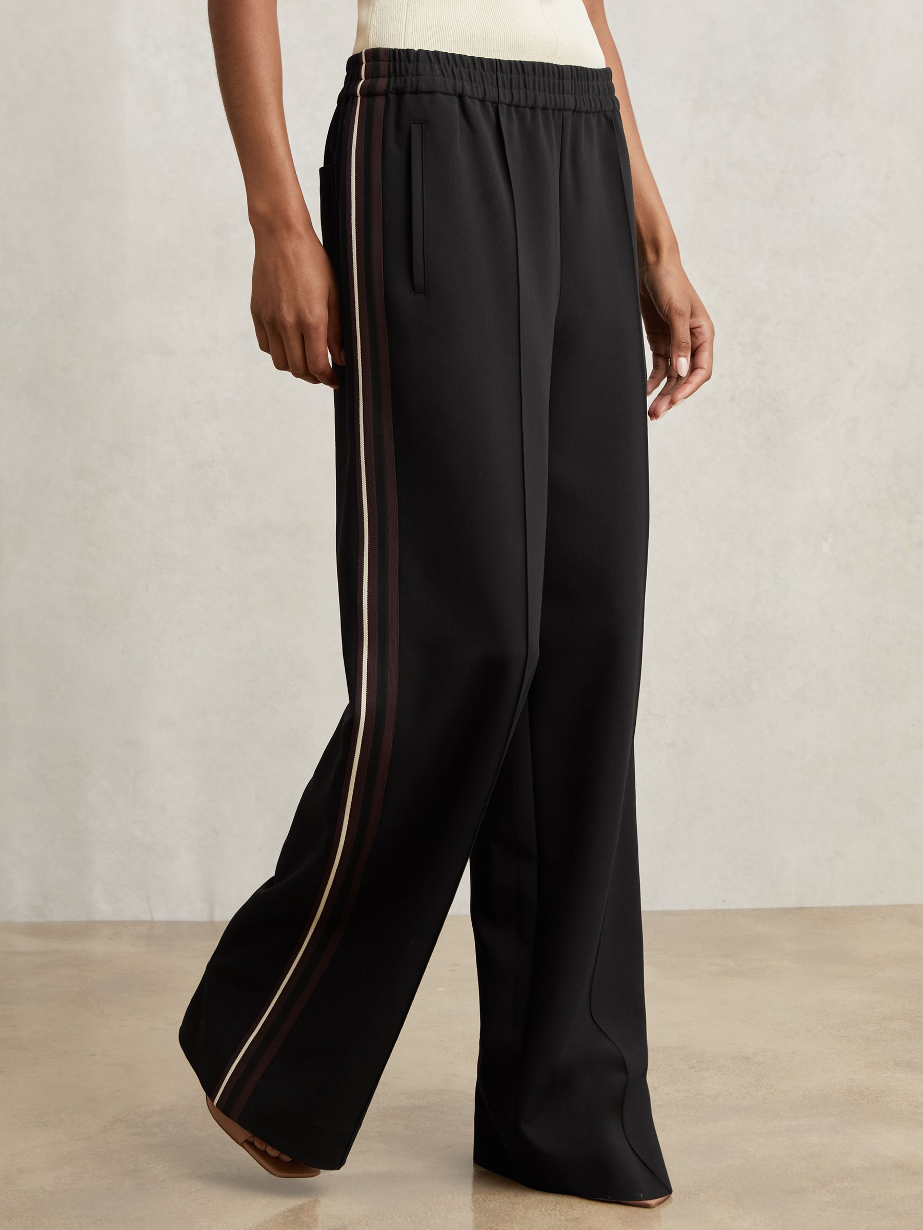 Petite Side-Stripe Wide-Leg Trousers in Black - Image 3 of 7