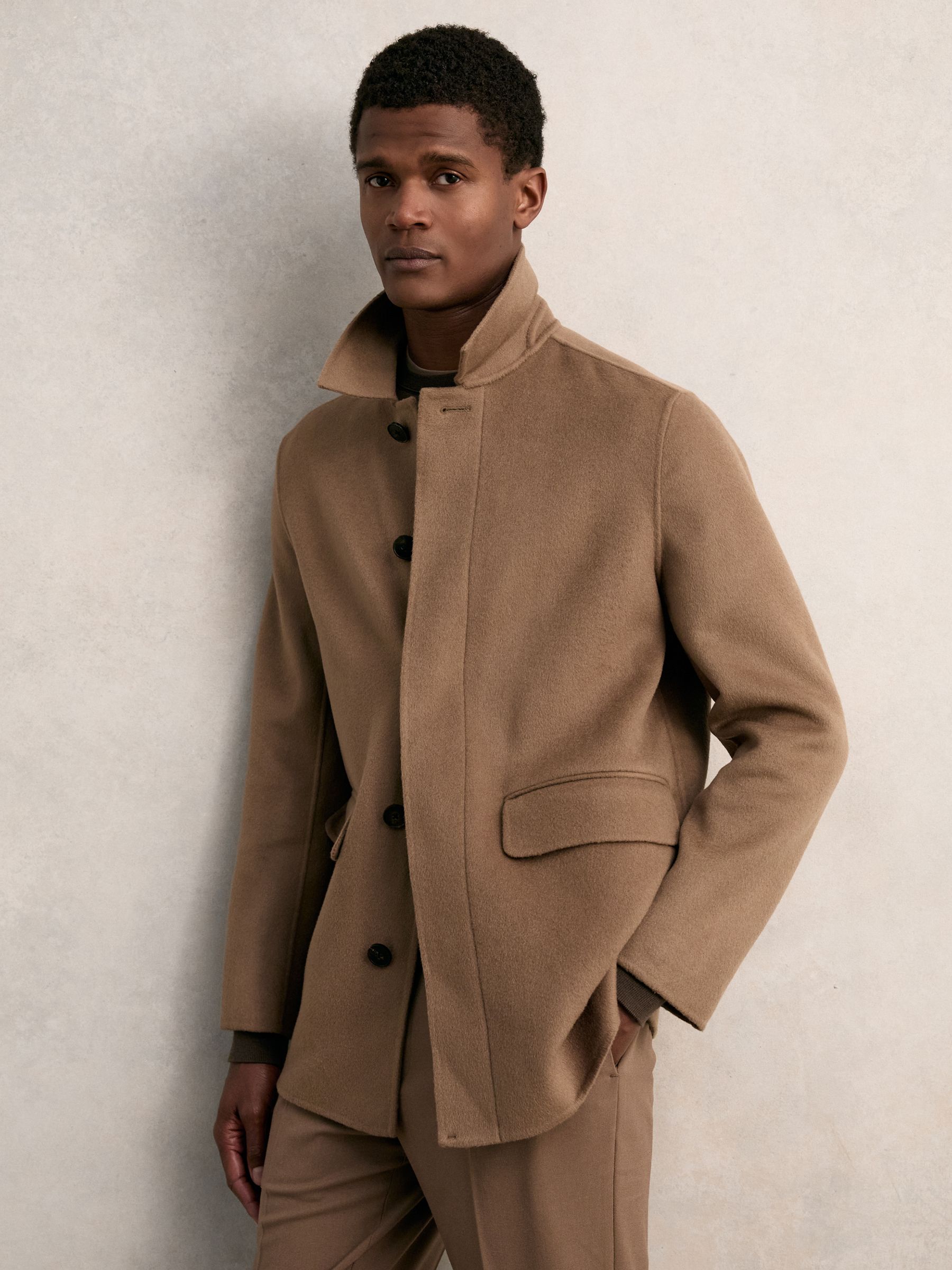 Wool Blend Double Face Button Jacket in Brown - Image 4 of 8