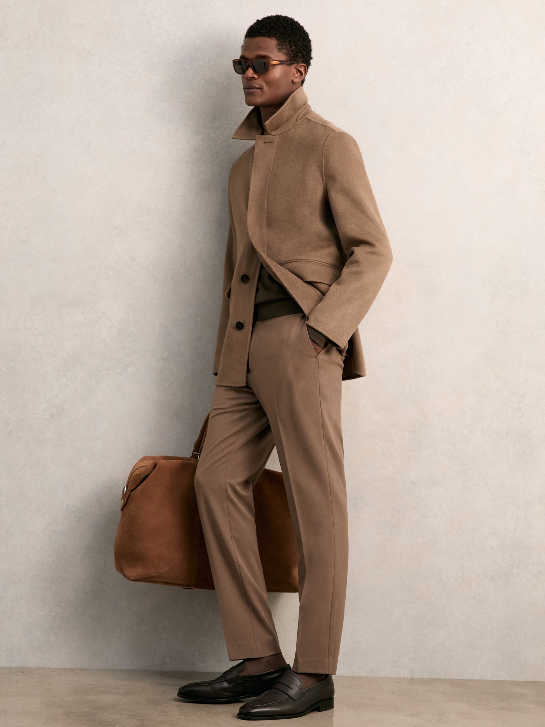 Wool Blend Double Face Button Jacket in Brown - image 4