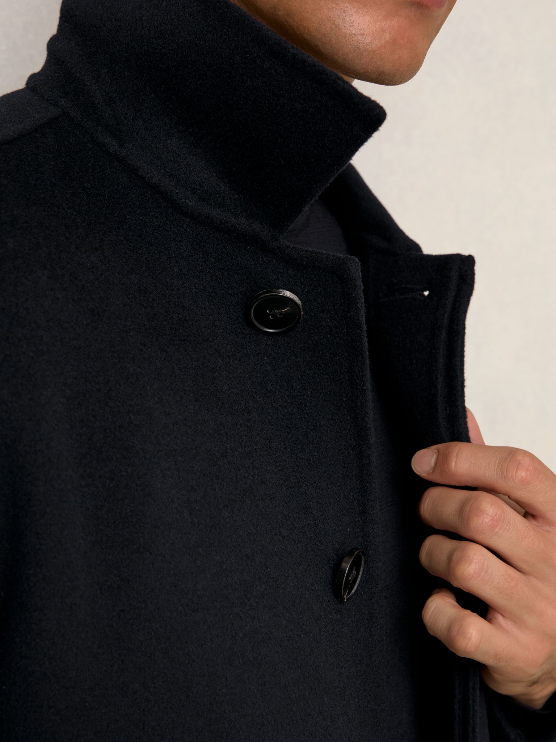 Wool Blend Double Face Button Jacket in Navy - image 5