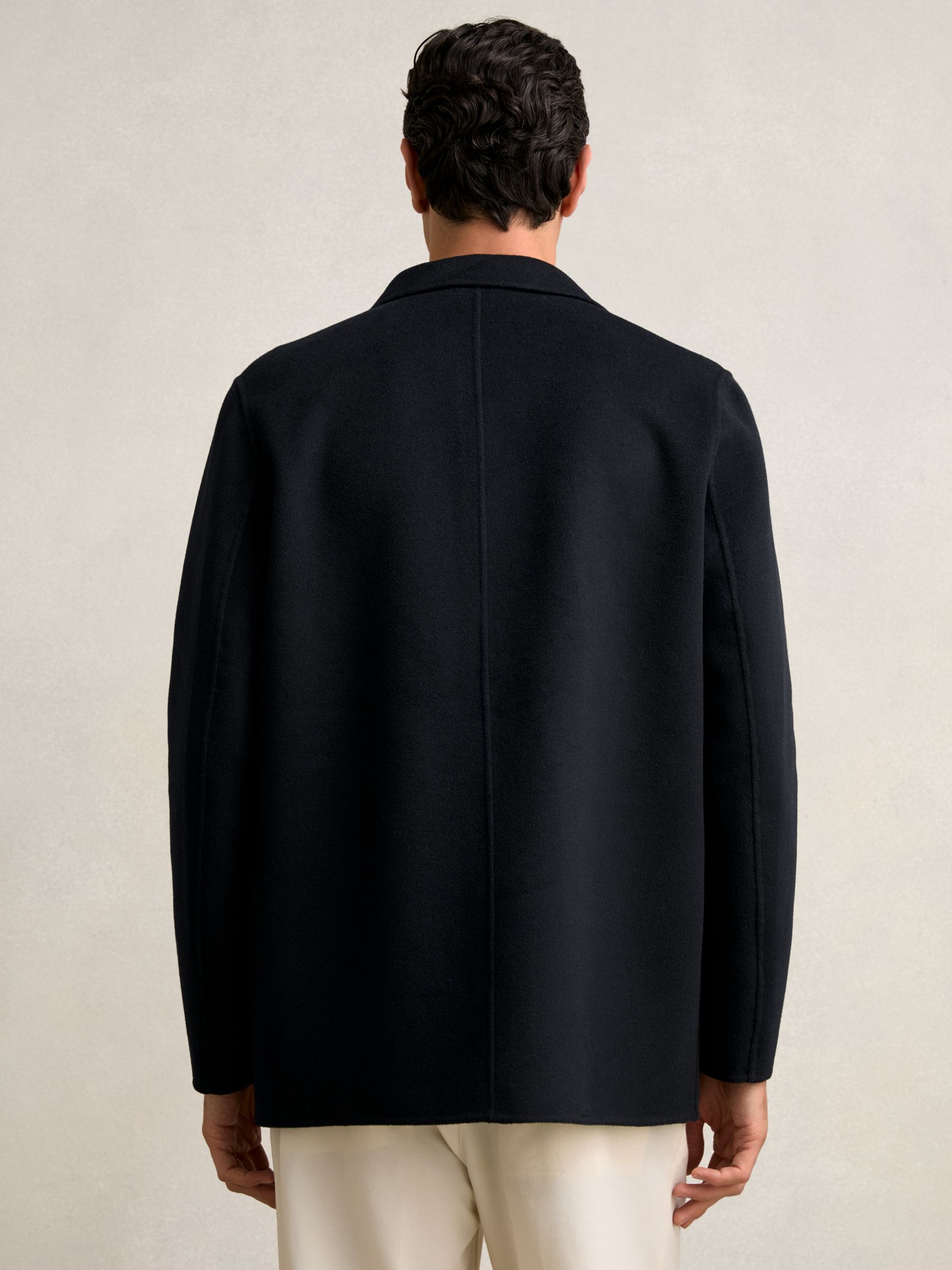 Wool Blend Double Face Button Jacket in Navy - image 4