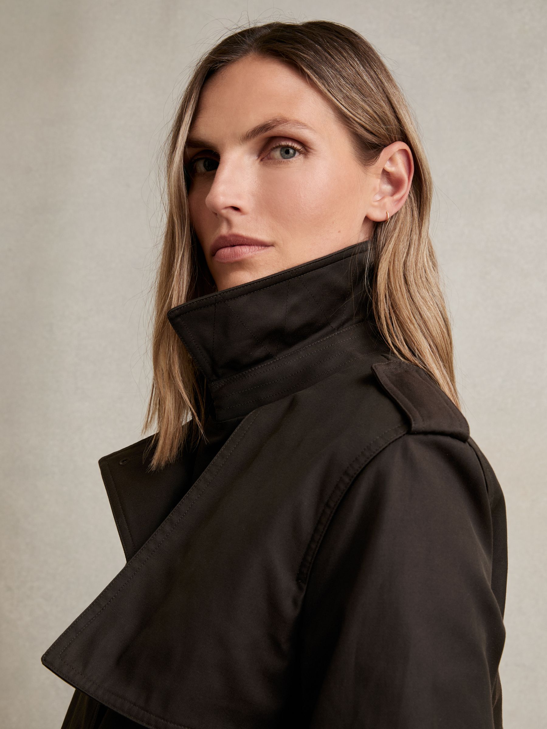 Petite Hooded Insert Trench Coat in Chocolate Brown - Image 5 of 8