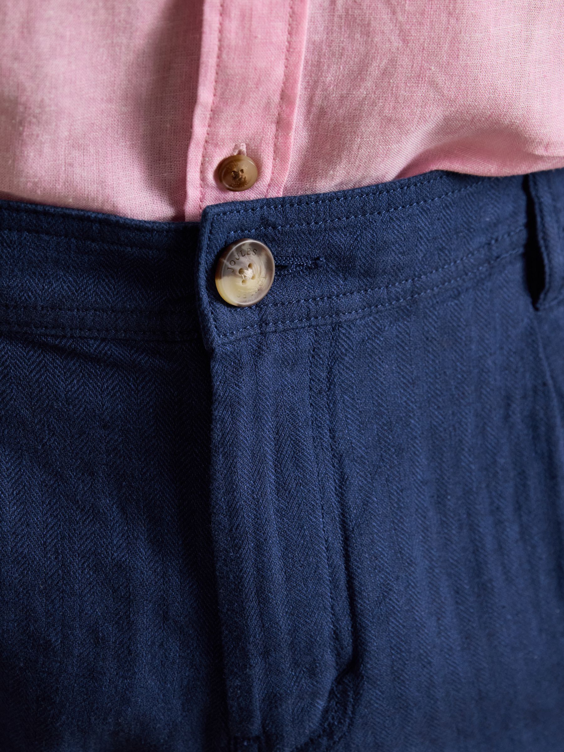 Dark Blue Linen Blend Shorts - Image 4 of 7
