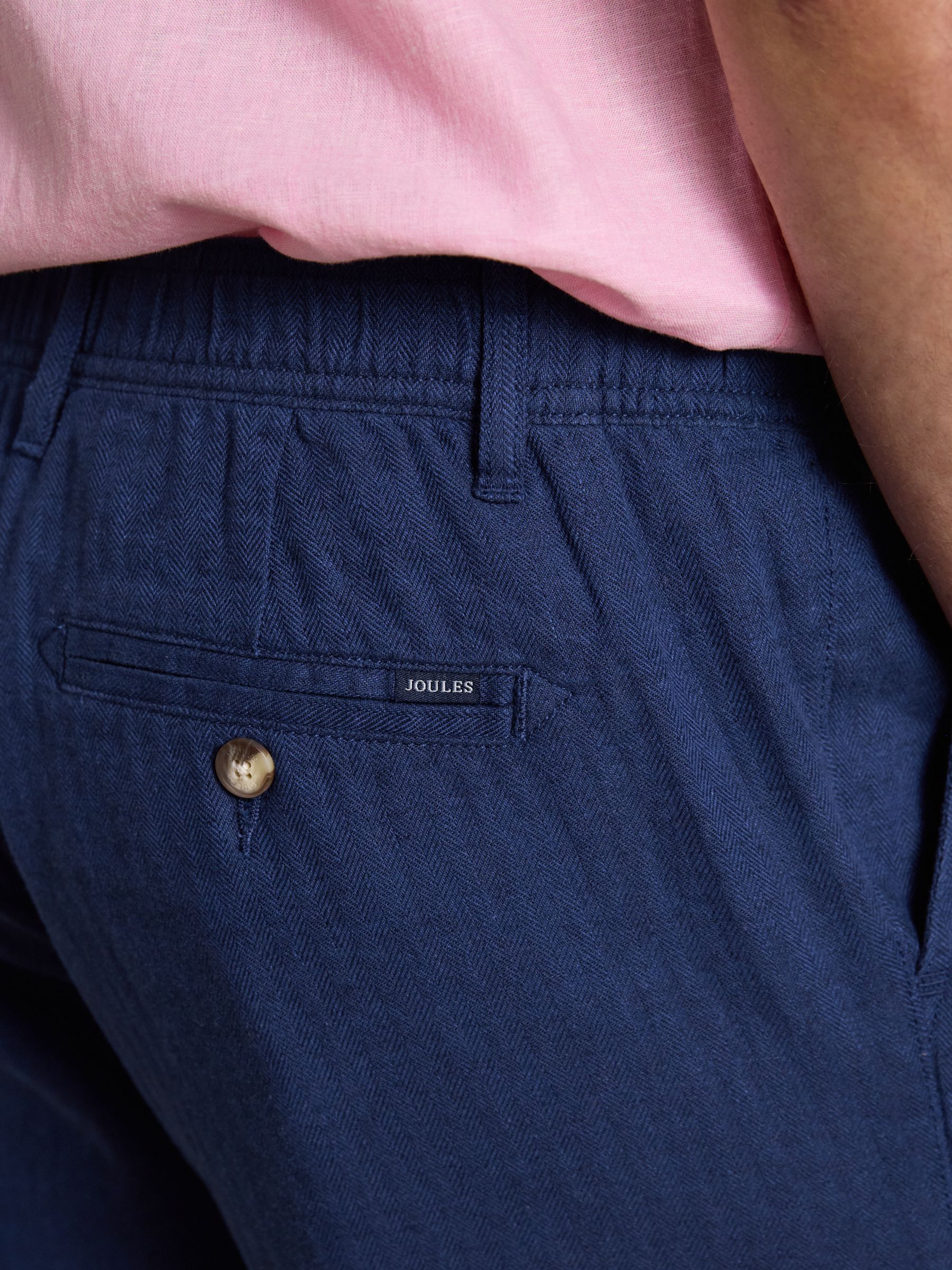 Dark Blue Linen Blend Shorts | Joules
