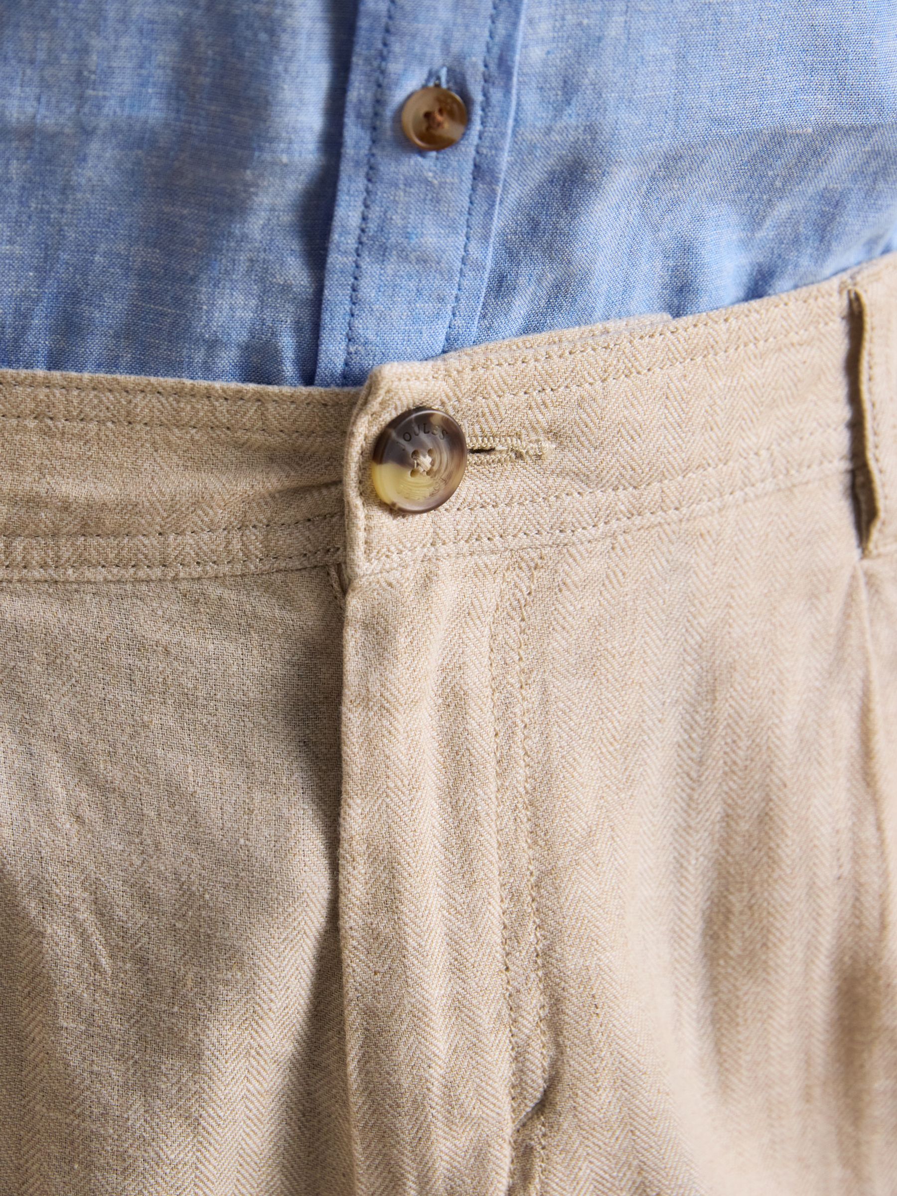 Neutral Linen Blend Shorts - Image 4 of 7