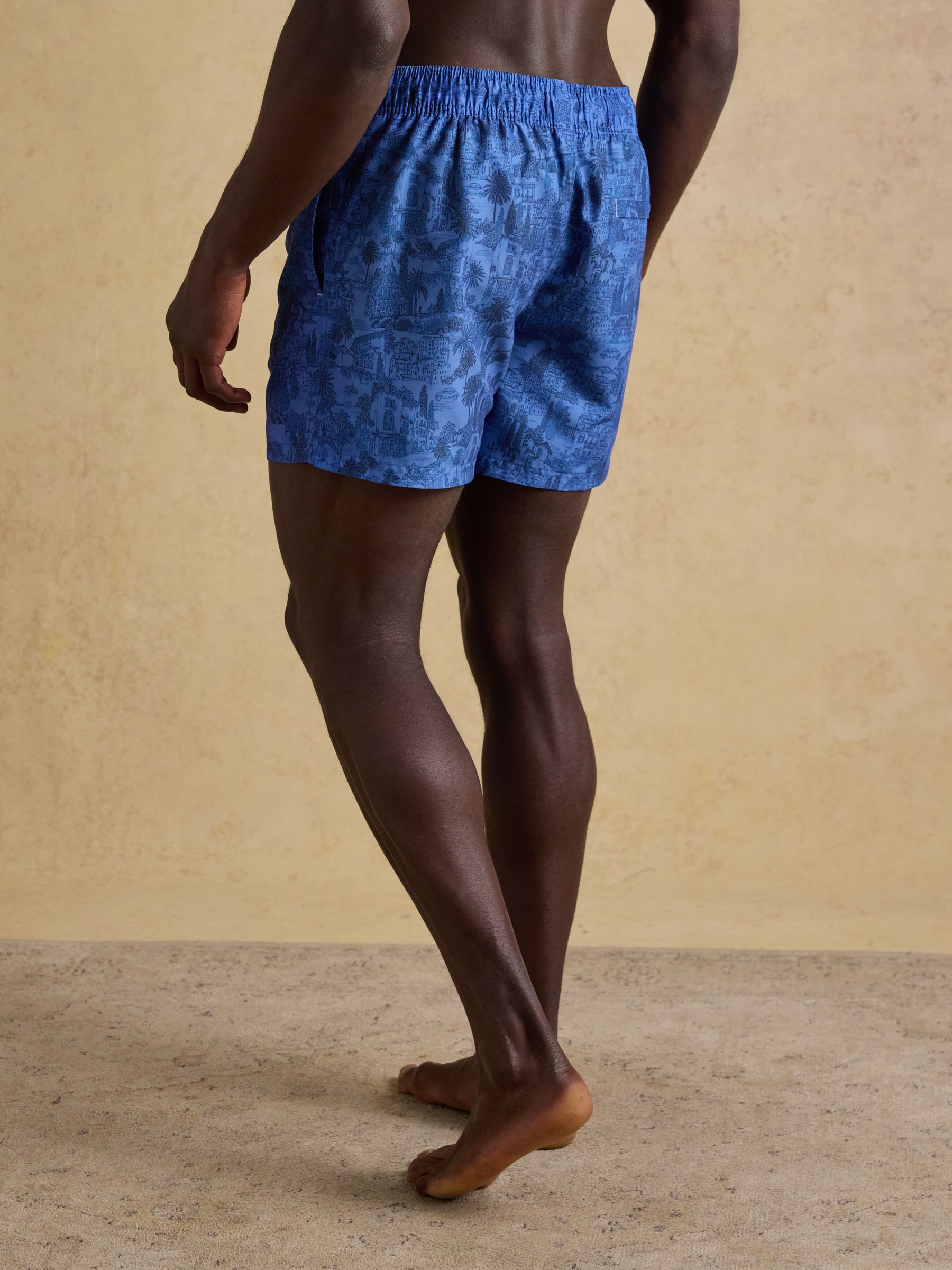 Overton Blue Scene Printed Rugby Style Swim Shorts - Image 2 of 8