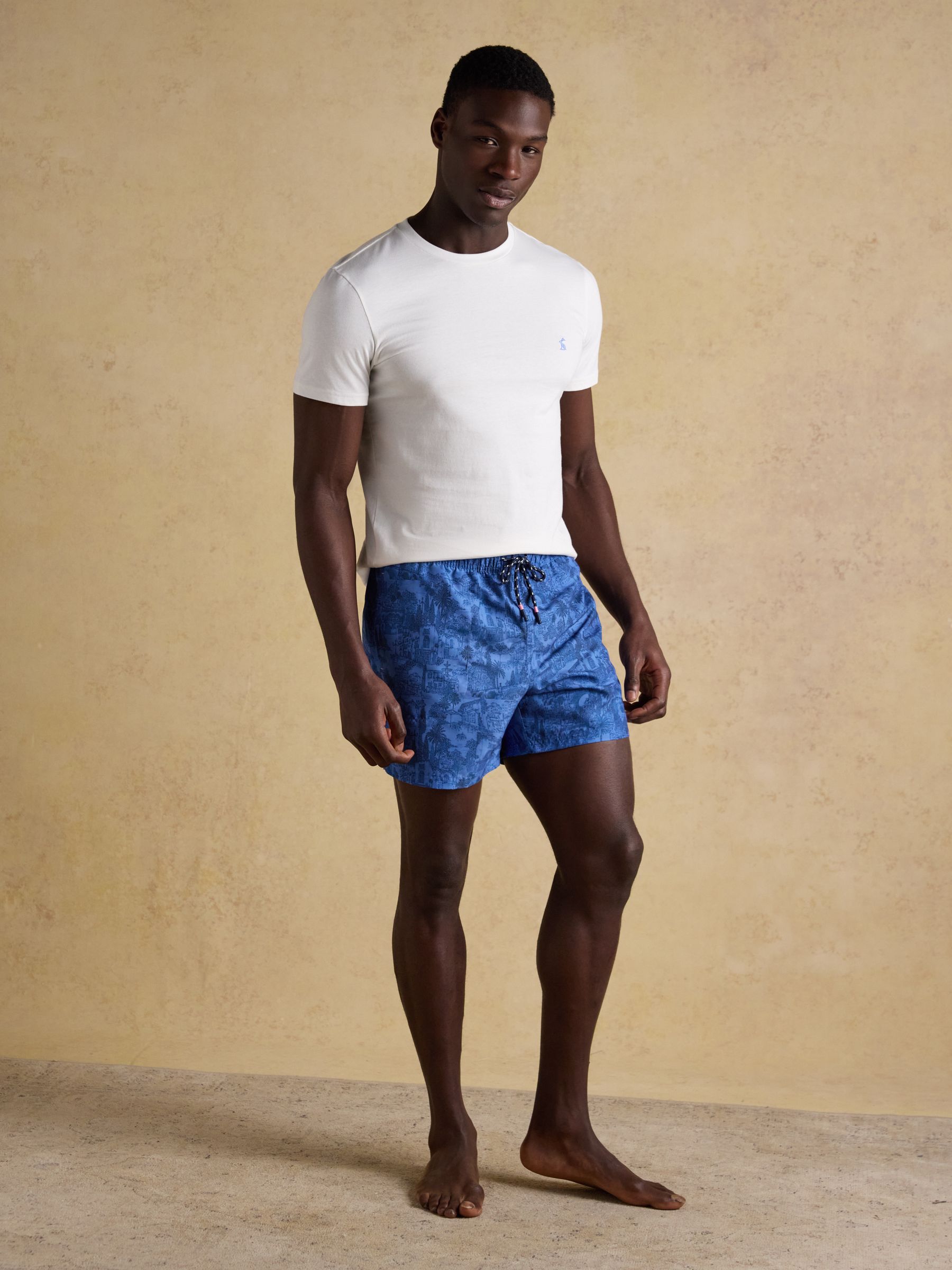 Overton Blue Scene Printed Rugby Style Swim Shorts - Image 3 of 8