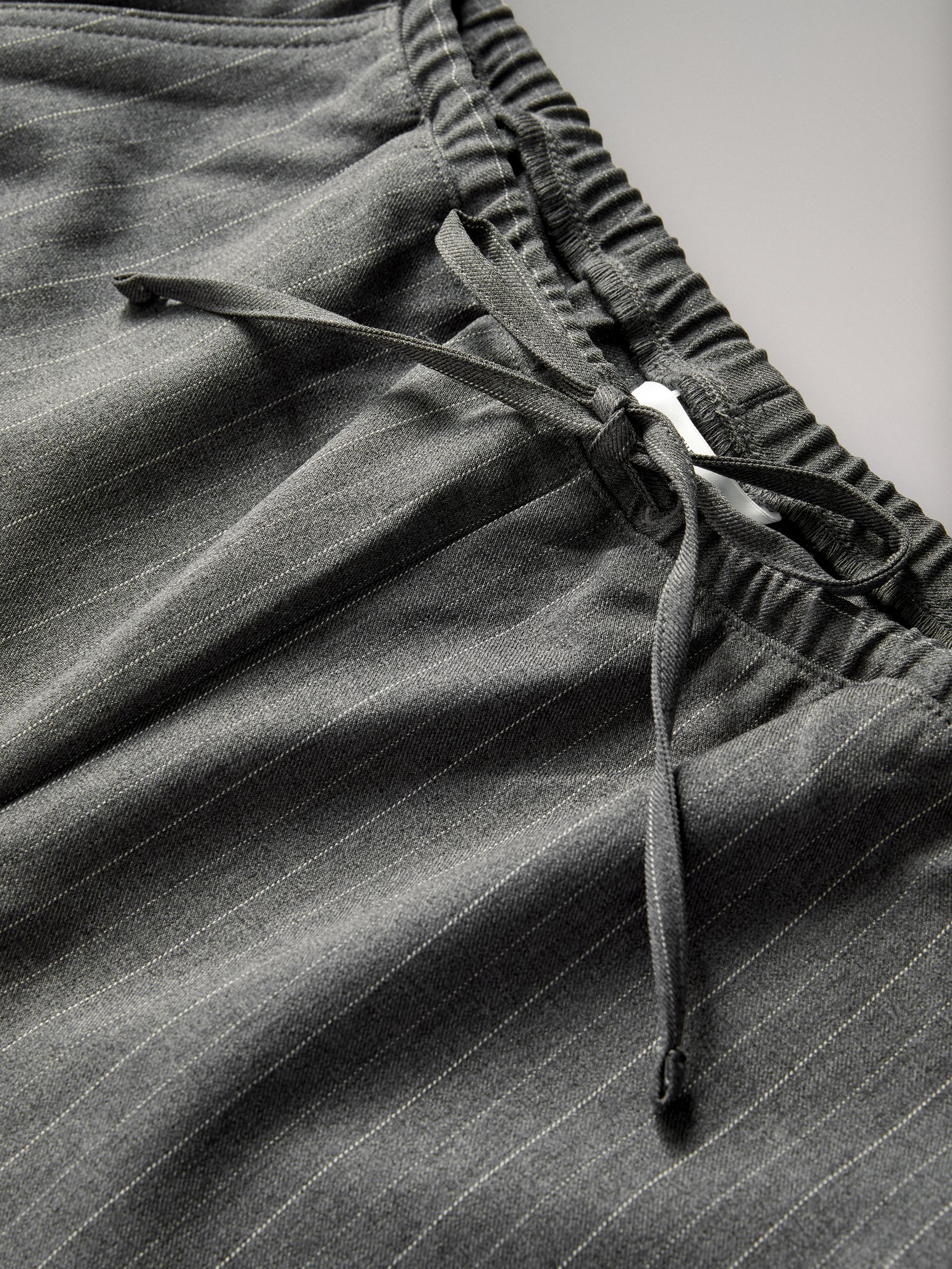 Black/Dark Grey - 2 Pack Pinstripe Wide Leg Pull On Trousers - Image 10 of 10