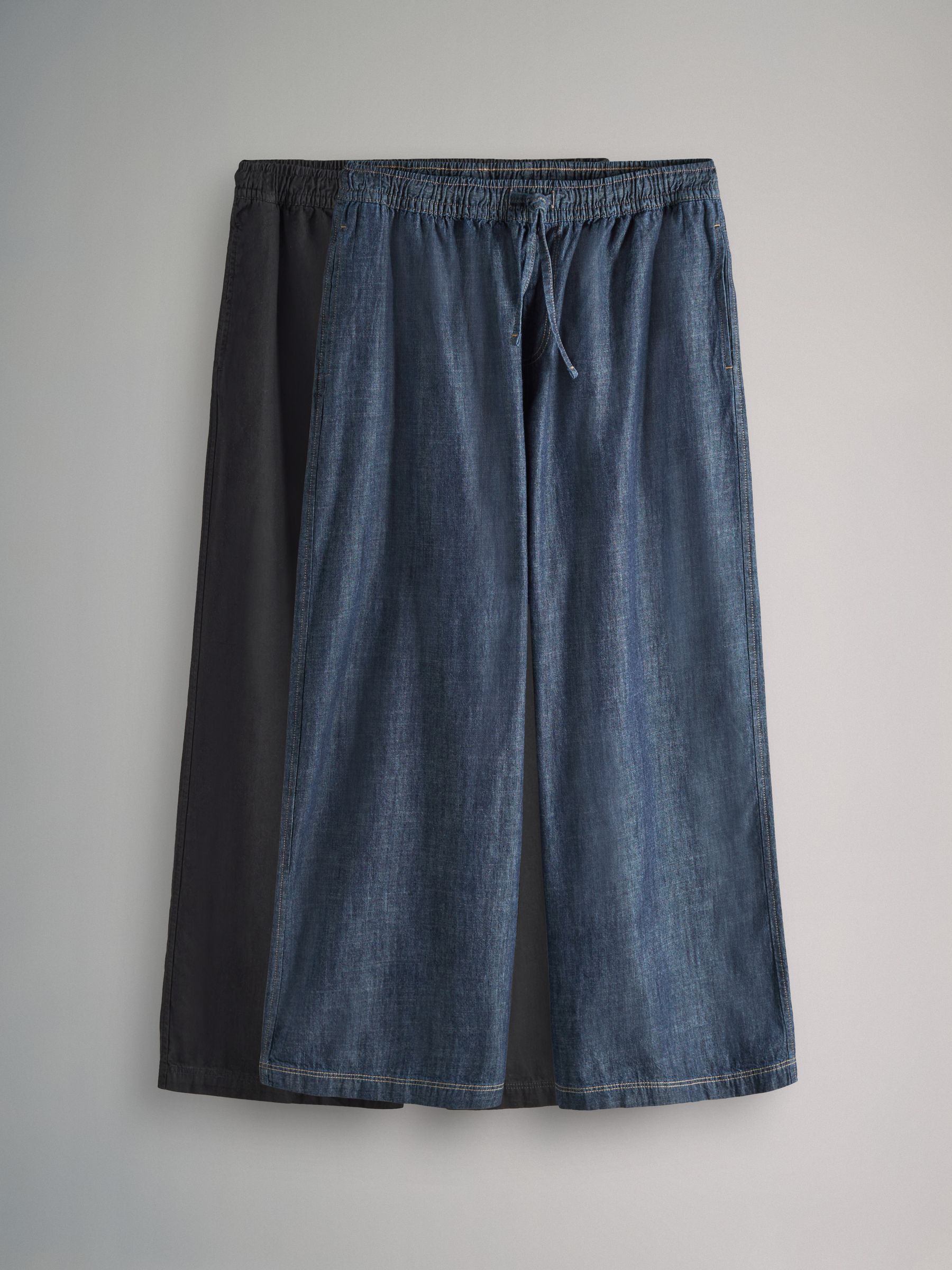 Indigo Blue/Black 2 Pack Pull On Wide Leg Lightweight Jeans - Image 1 of 8