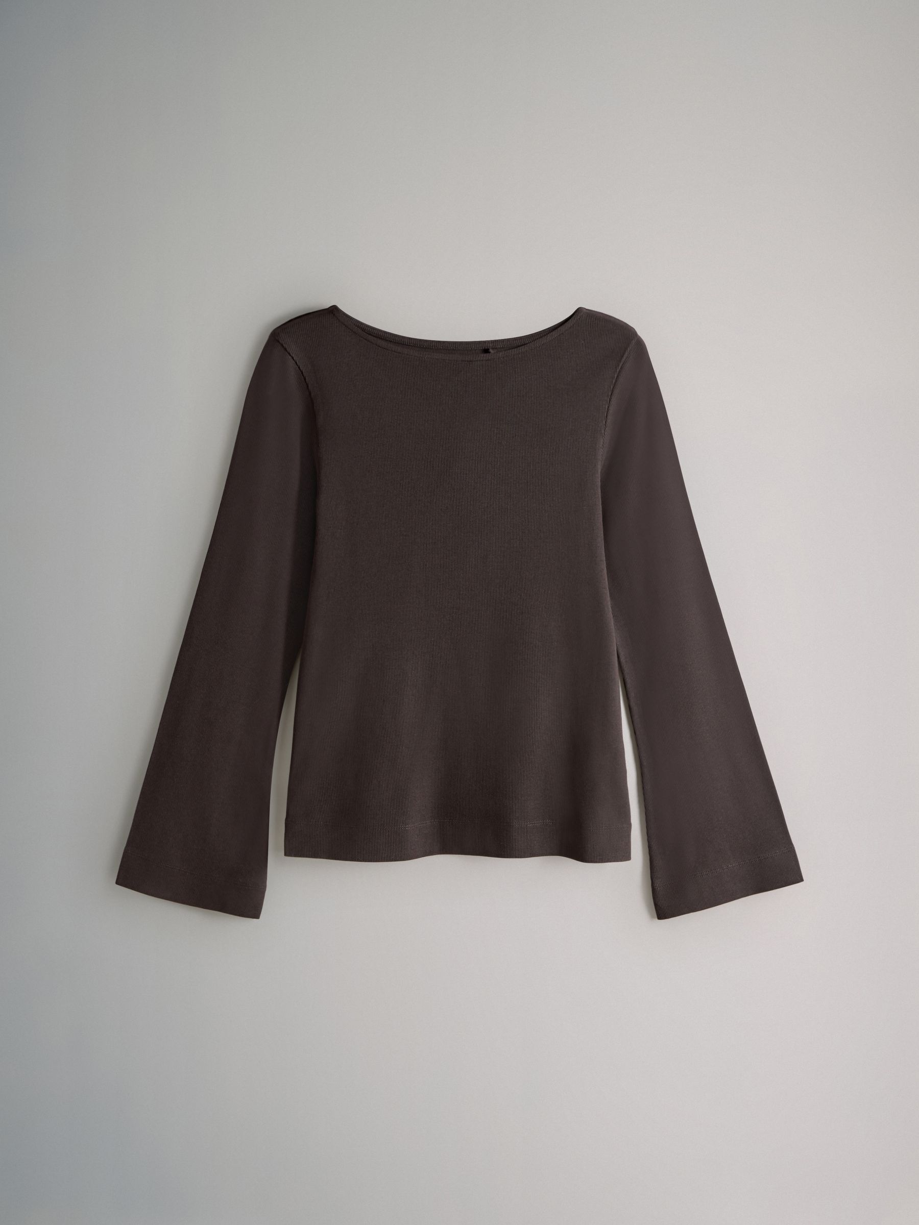 Black/Chocolate Brown/Neutral - 3 Pack Ribbed Flare Sleeve T-Shirts - Image 4 of 10