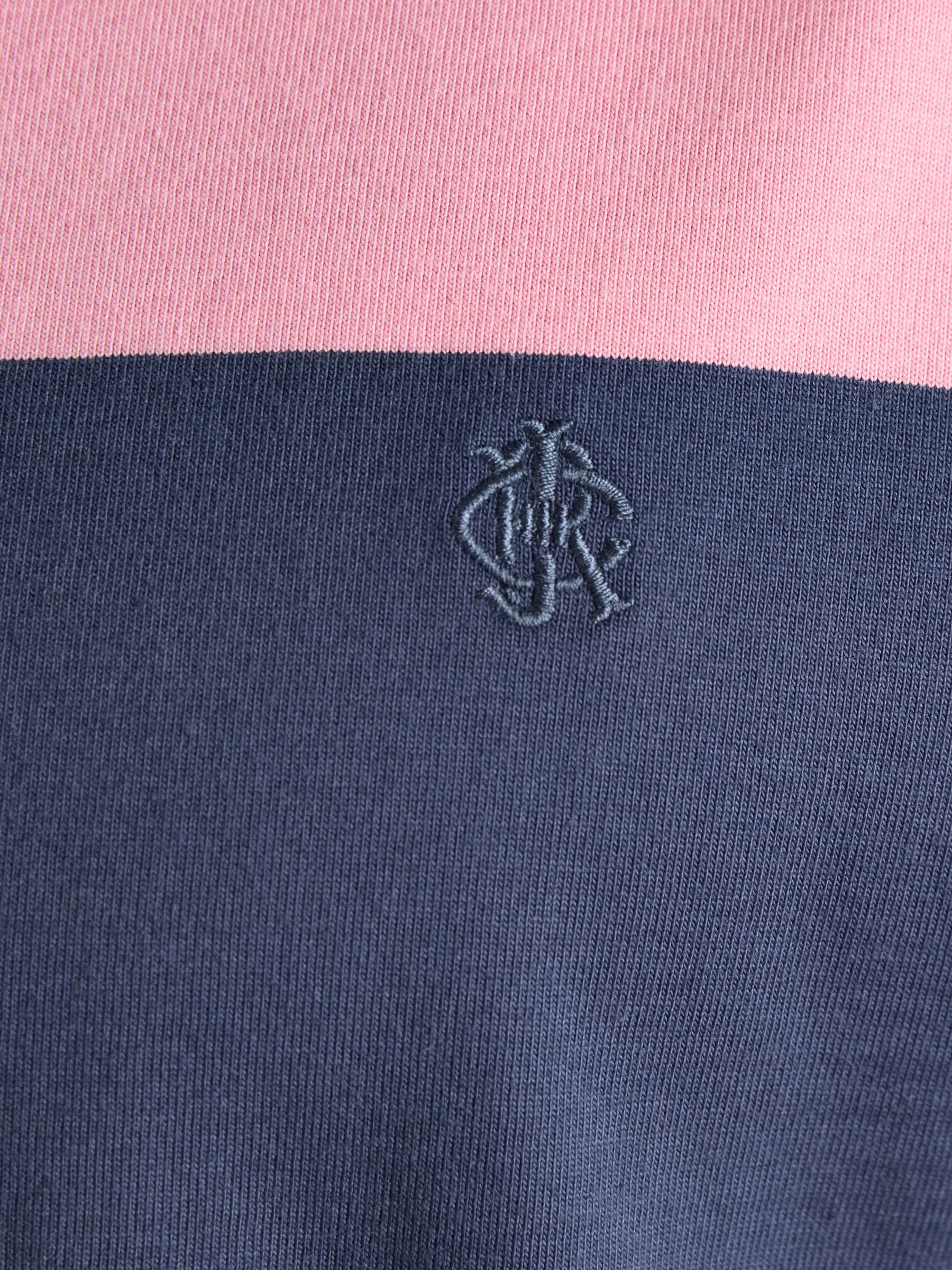 Rugby Club Pink & Blue Striped Crew Neck Cotton T-Shirt - Image 9 of 9