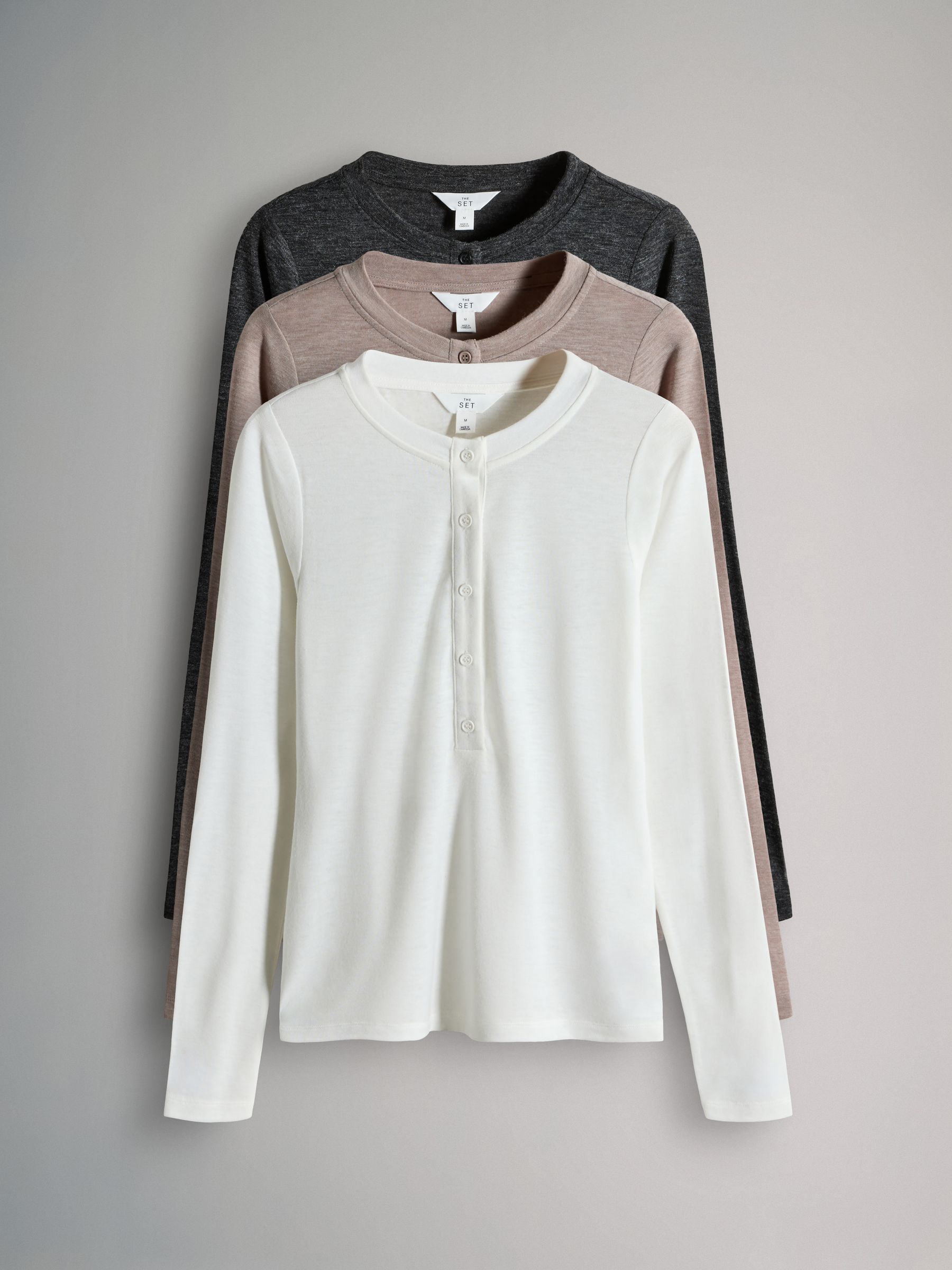 3 Pack Sheer Henley Long Sleeve Top - Image 2 of 12