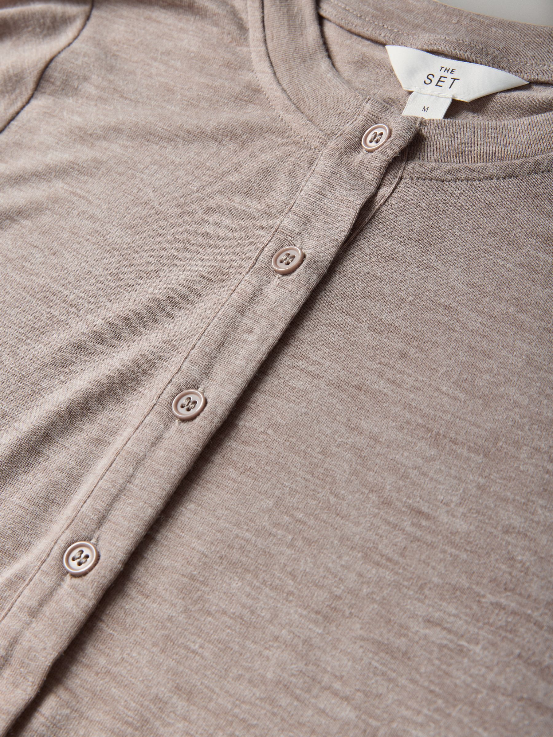 Black/Grey/Neutral 3 Pack Sheer Henley Long Sleeve Top - Image 6 of 6