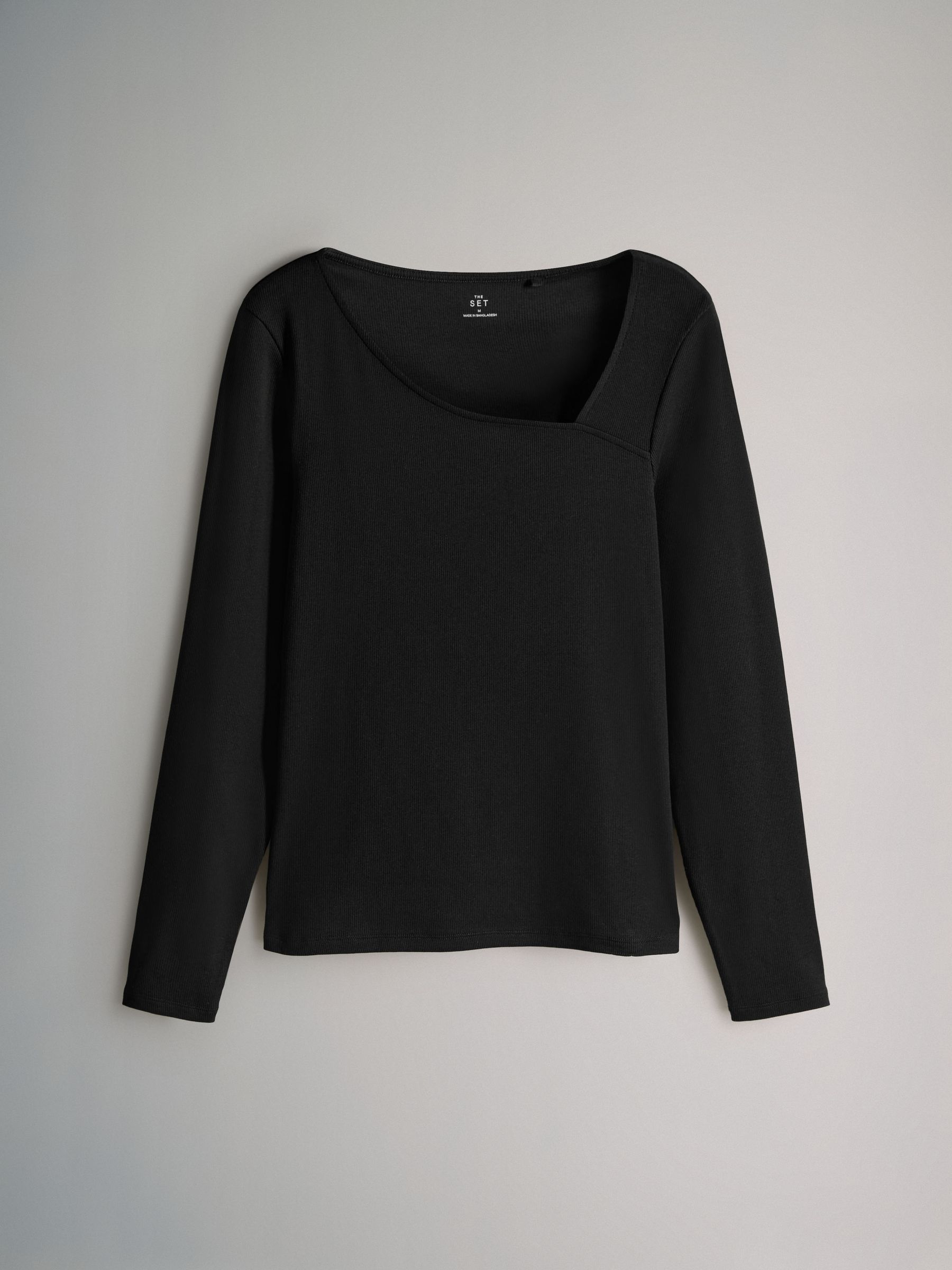 3 Pack Asymmetric Neckline Long Sleeve Ribbed T-Shirt - Image 5 of 10