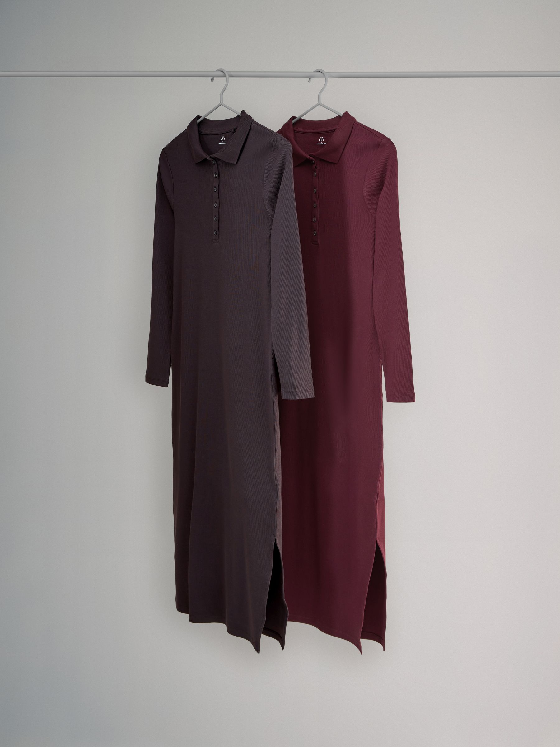 2 Pack Collared Rib Maxi Dress - Image 2 of 8