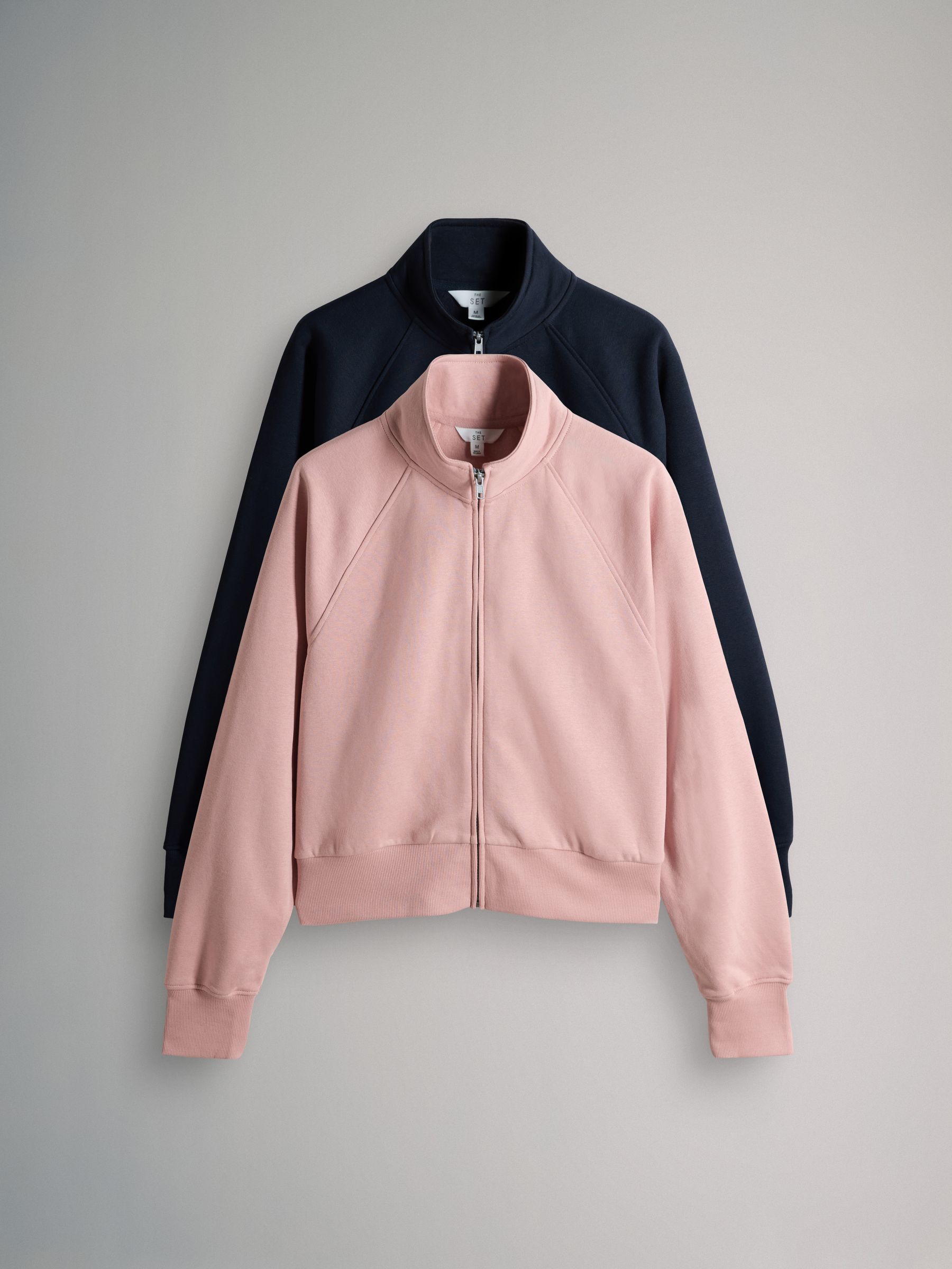 Pink/Blue 2 Pack Zip Cropped Funnel Neck Jackets - Image 1 of 5