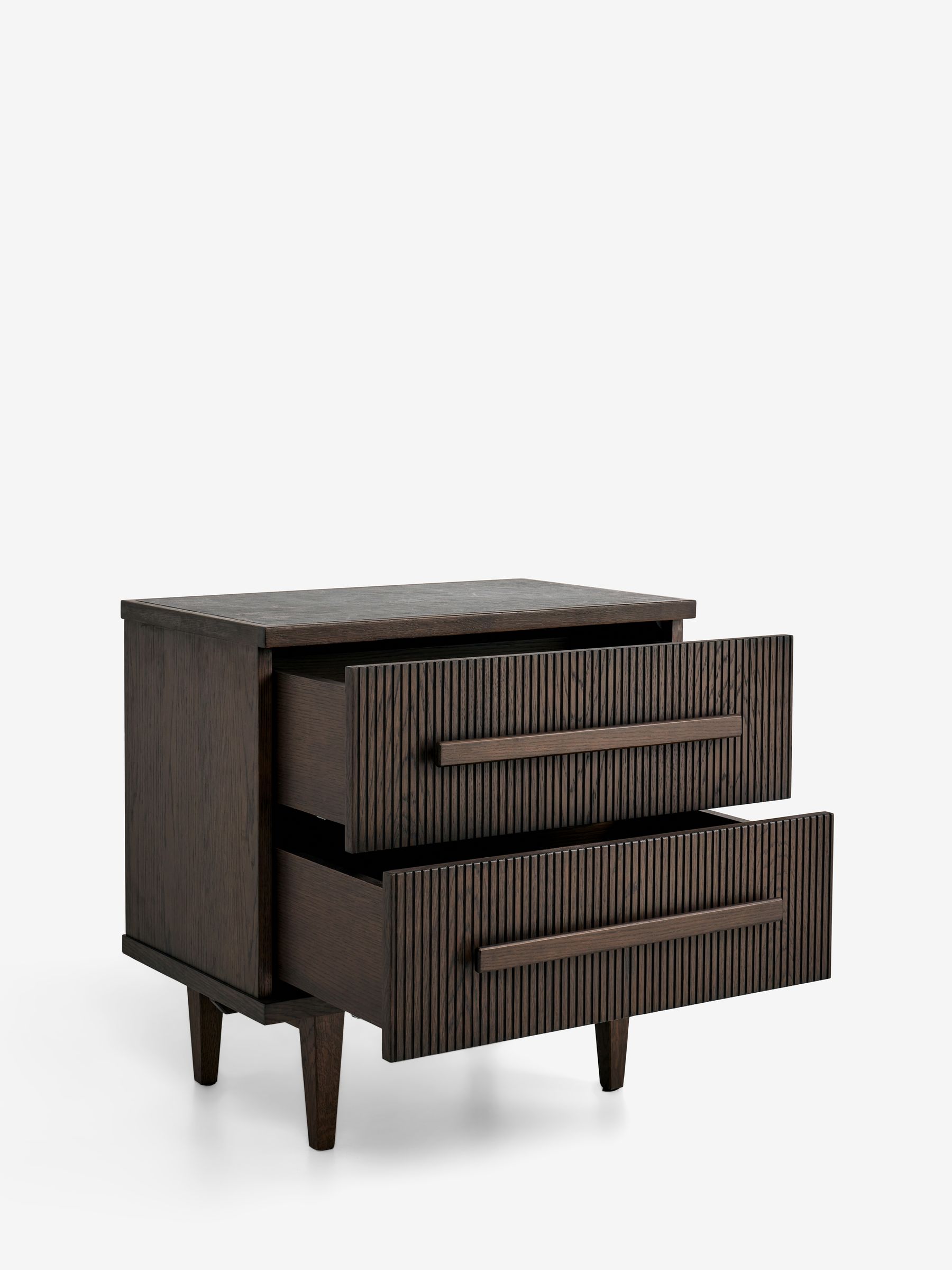 Next Ribbed Dark Oak Brunswick 2 Drawer Bedside Table - Image 5 of 6