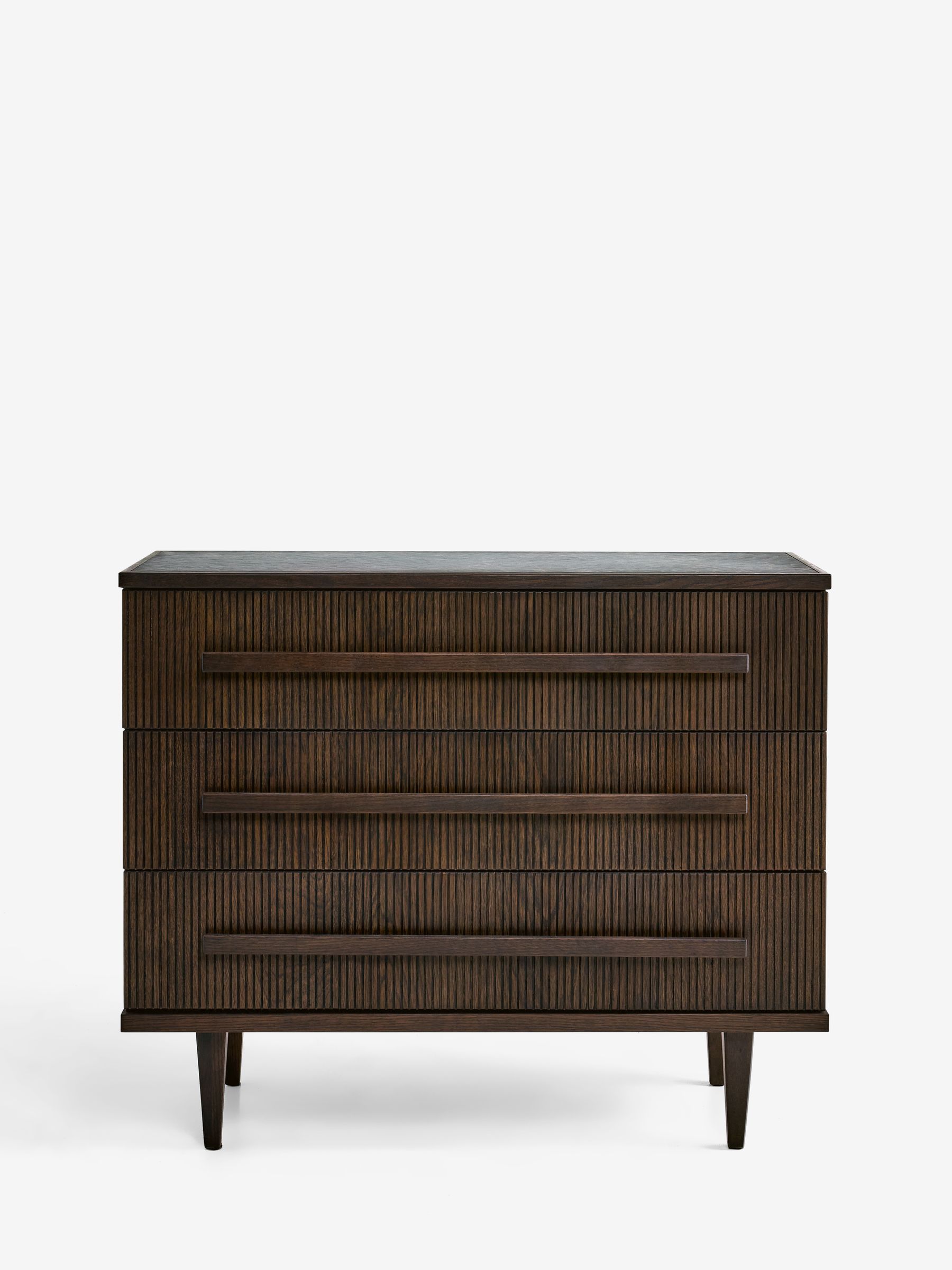 Next Ribbed Dark Oak Brunswick 3 Drawer Chest - Image 5 of 8