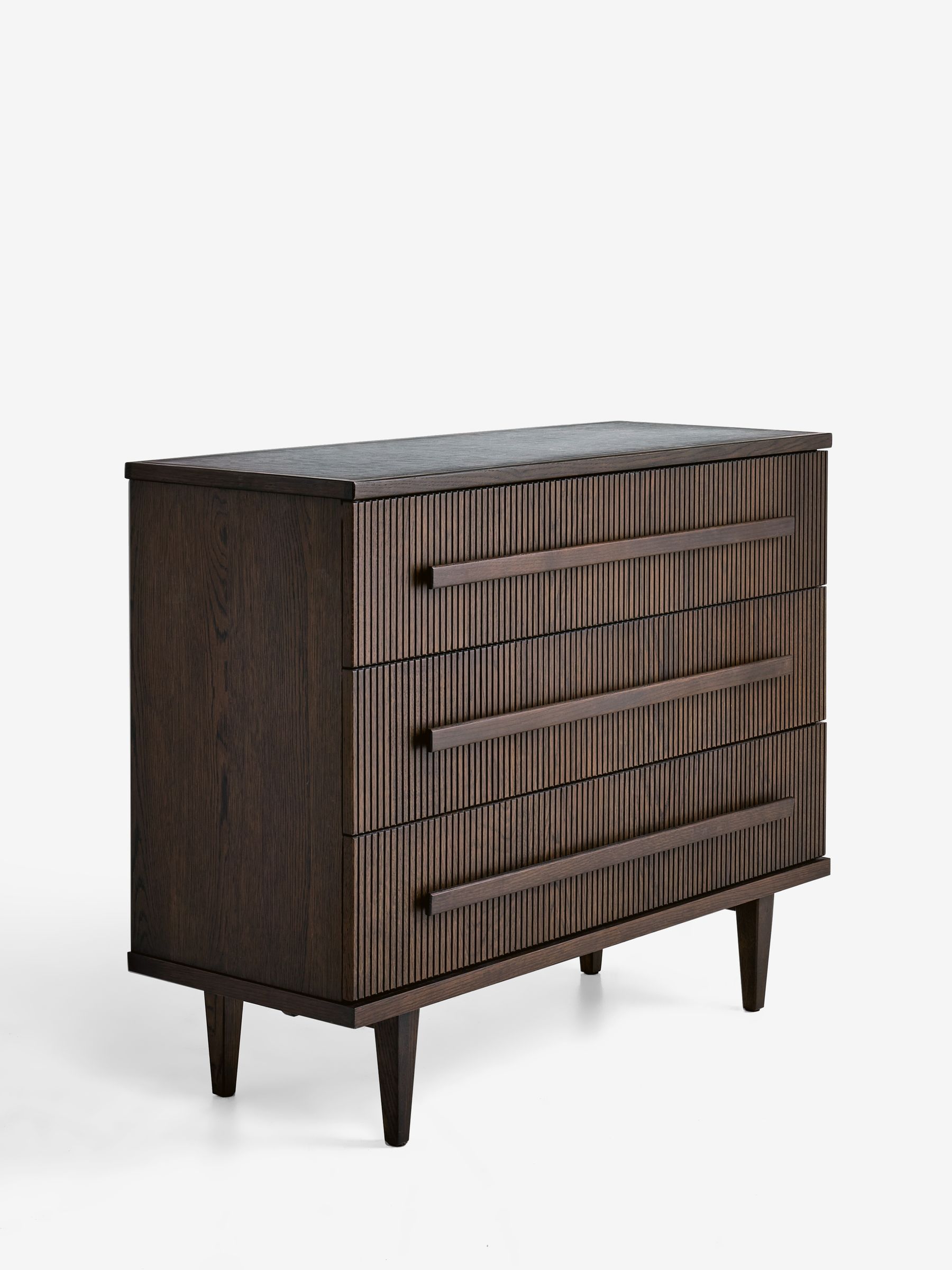 Next Ribbed Dark Oak Brunswick 3 Drawer Chest - Image 6 of 8