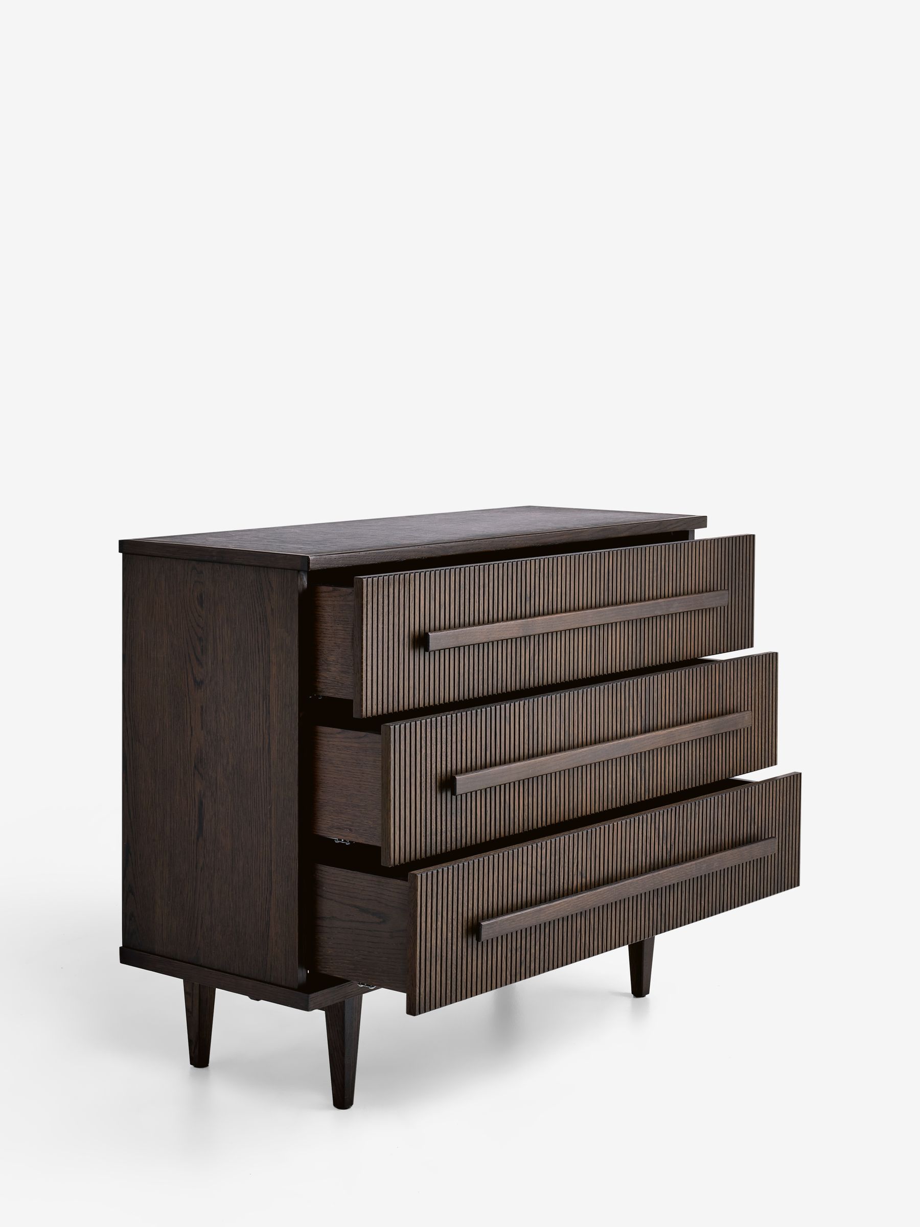 Next Ribbed Dark Oak Brunswick 3 Drawer Chest - Image 7 of 8