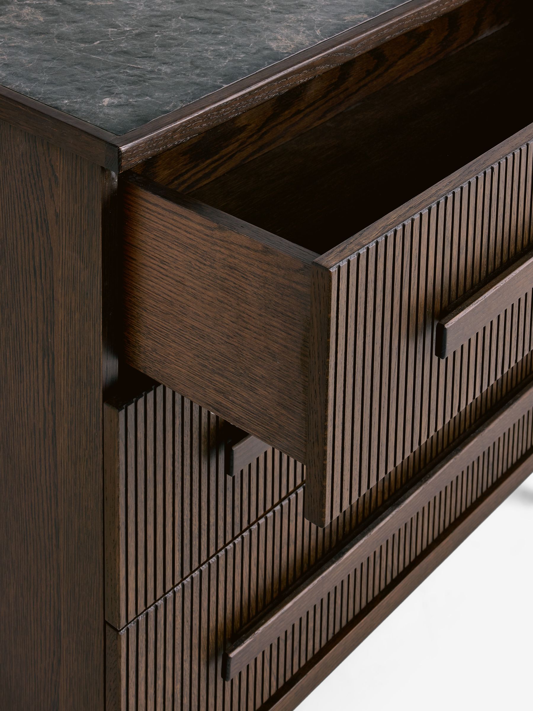 Next Ribbed Dark Oak Brunswick 3 Drawer Chest - Image 8 of 8