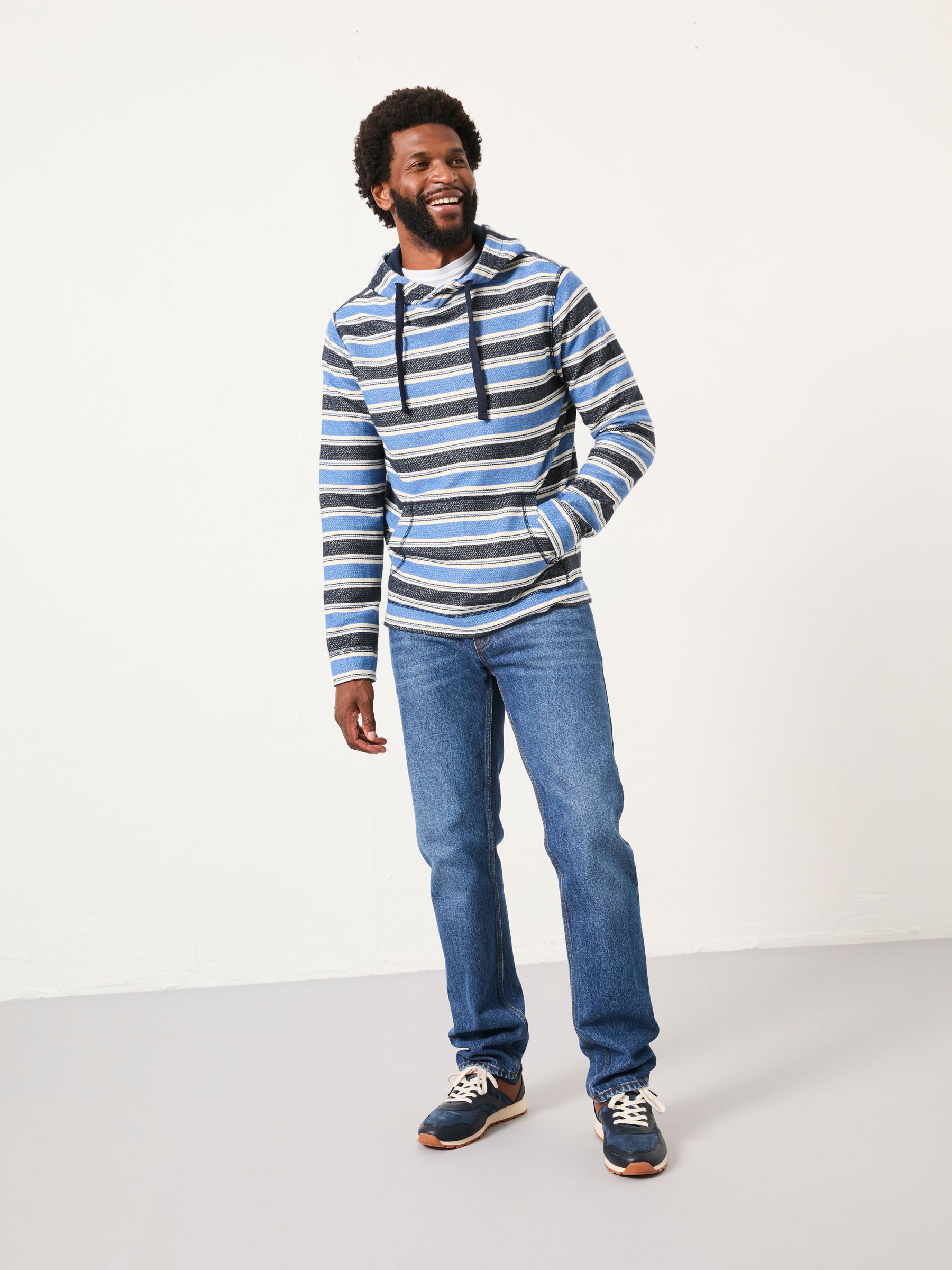 Trescowe Blue/Navy Stripe Hoodie | FatFace USA