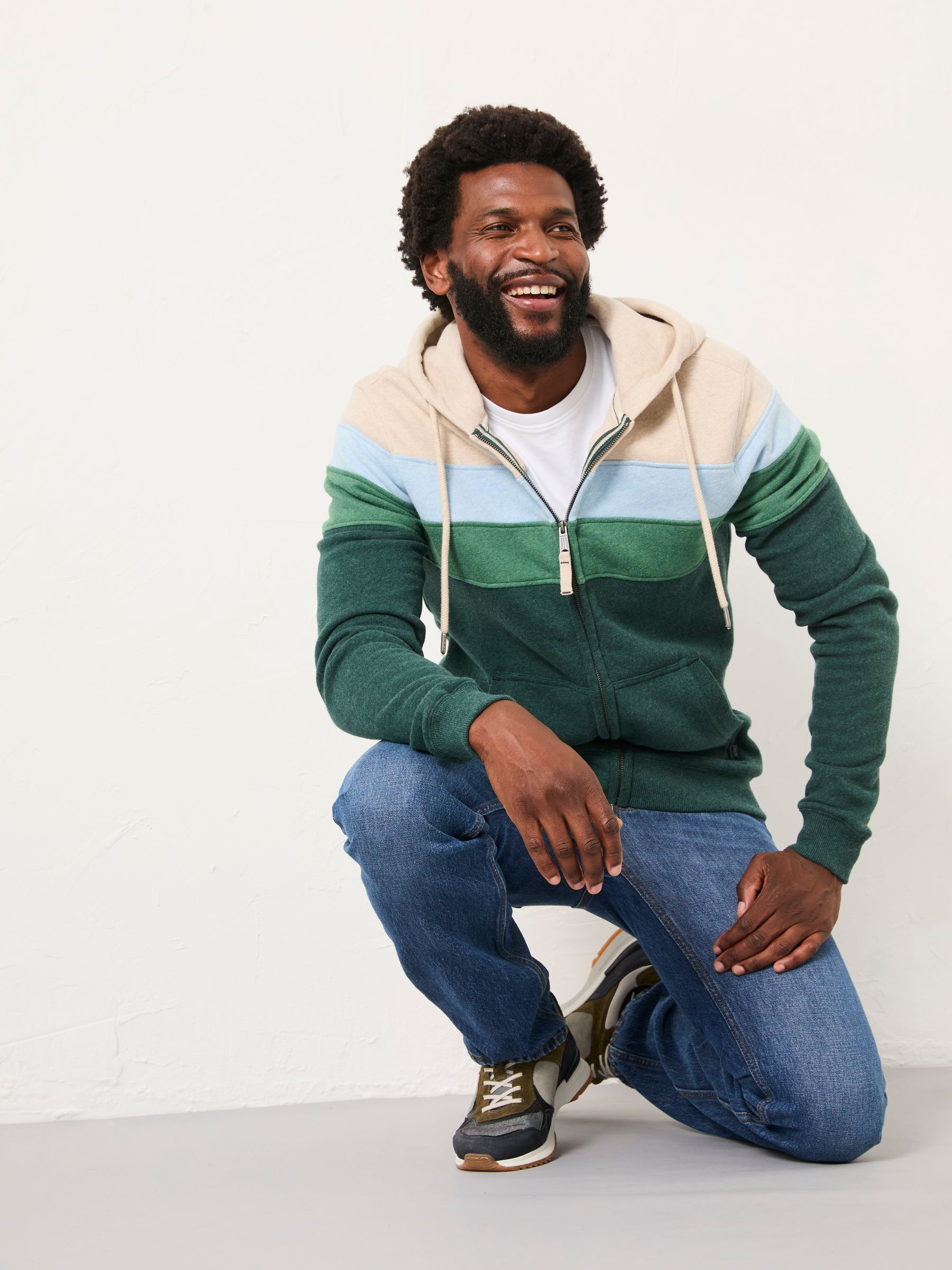 Brooke Green Cut And Sew Zip Through Hoodie | FatFace USA