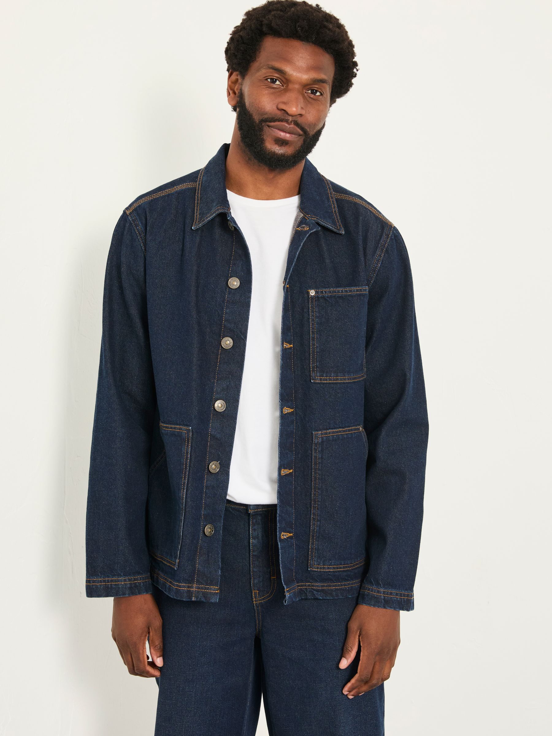 Dark Vintage Blue Denim Worker Jacket - Image 2 of 6