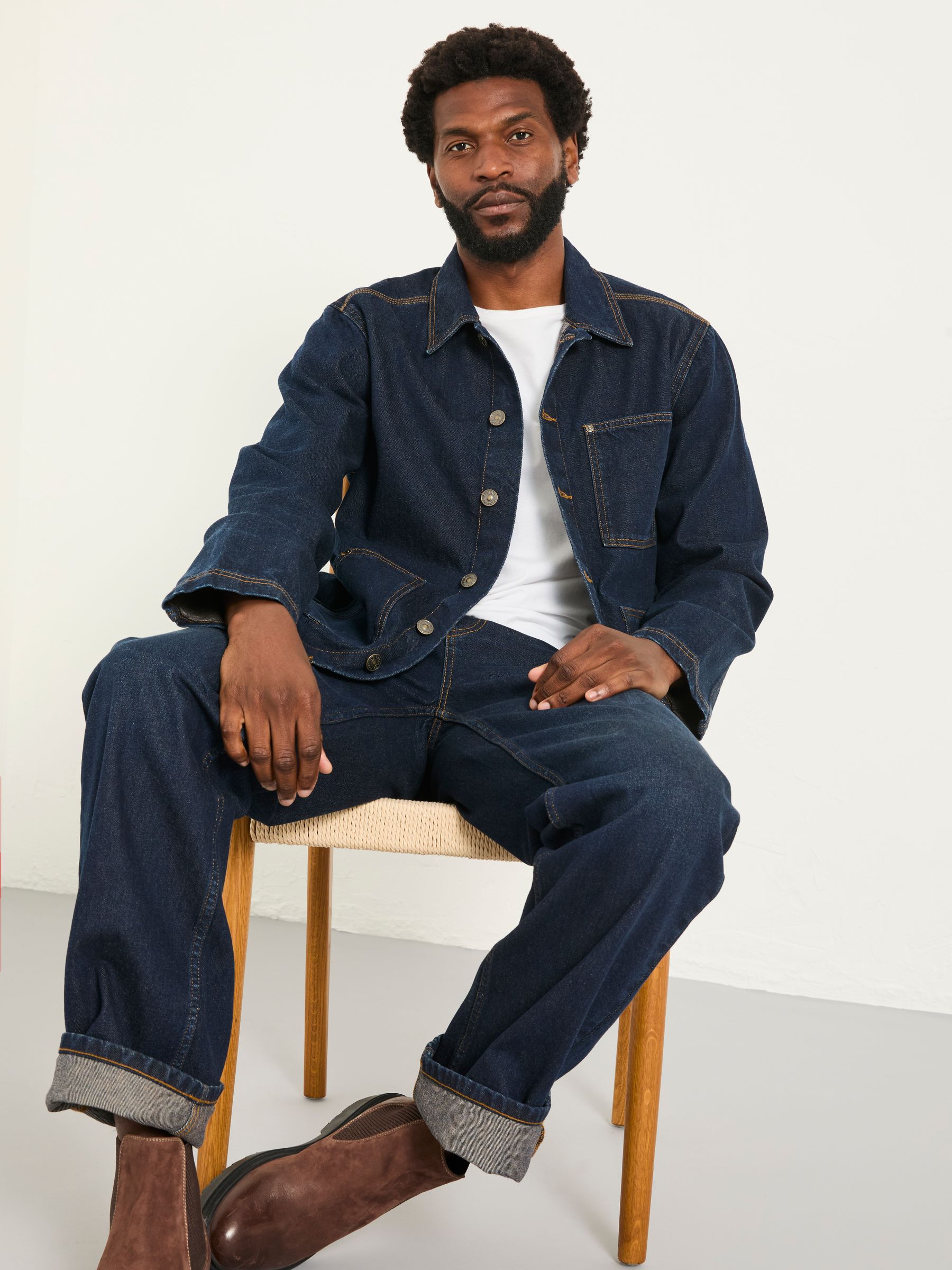 Dark Vintage Blue Denim Worker Jacket - Image 4 of 6