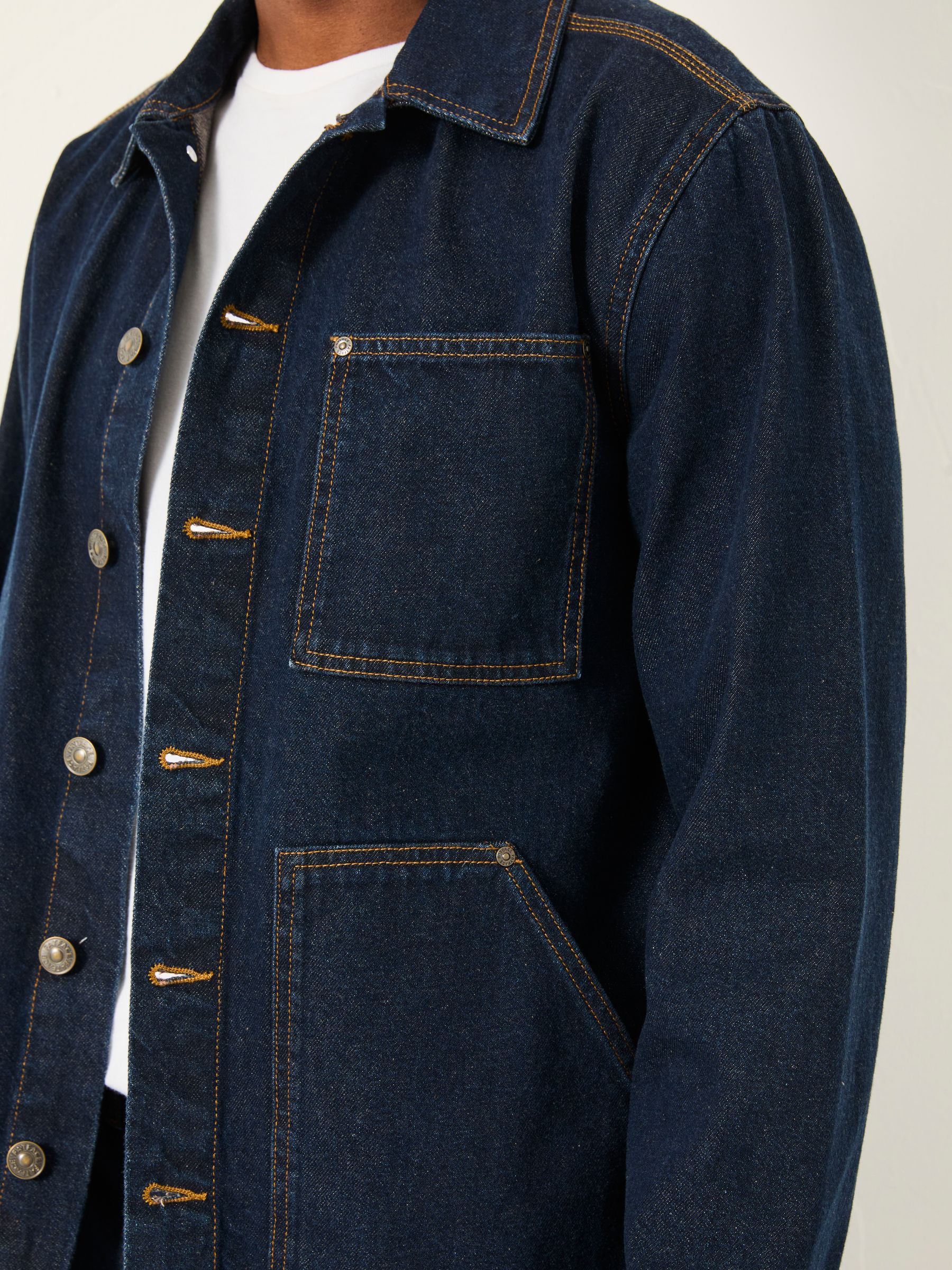 Dark Vintage Blue Denim Worker Jacket - Image 5 of 6